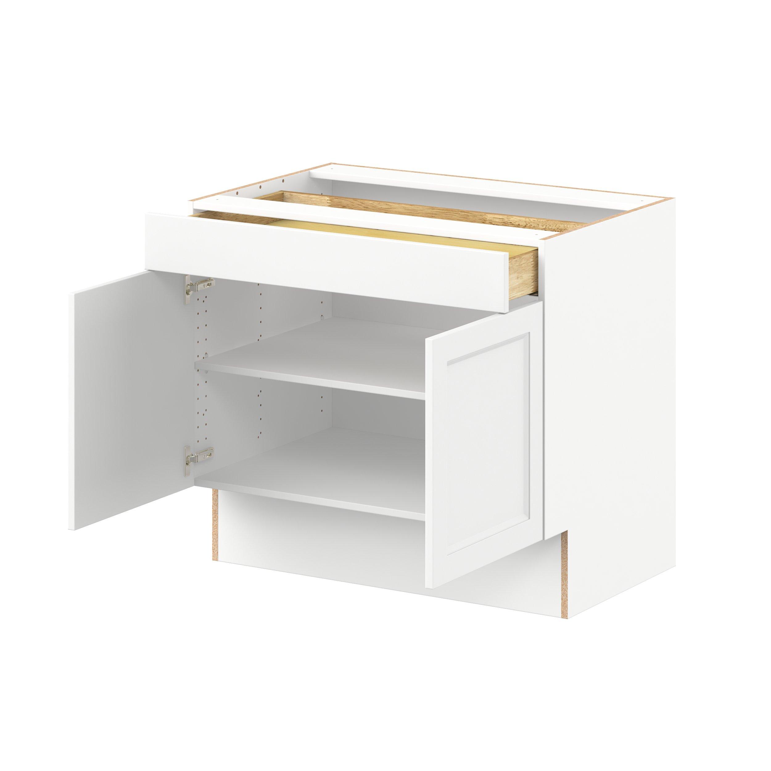 Peachtree 36 in. Painted Bright White Door and Drawer Base Cabinet