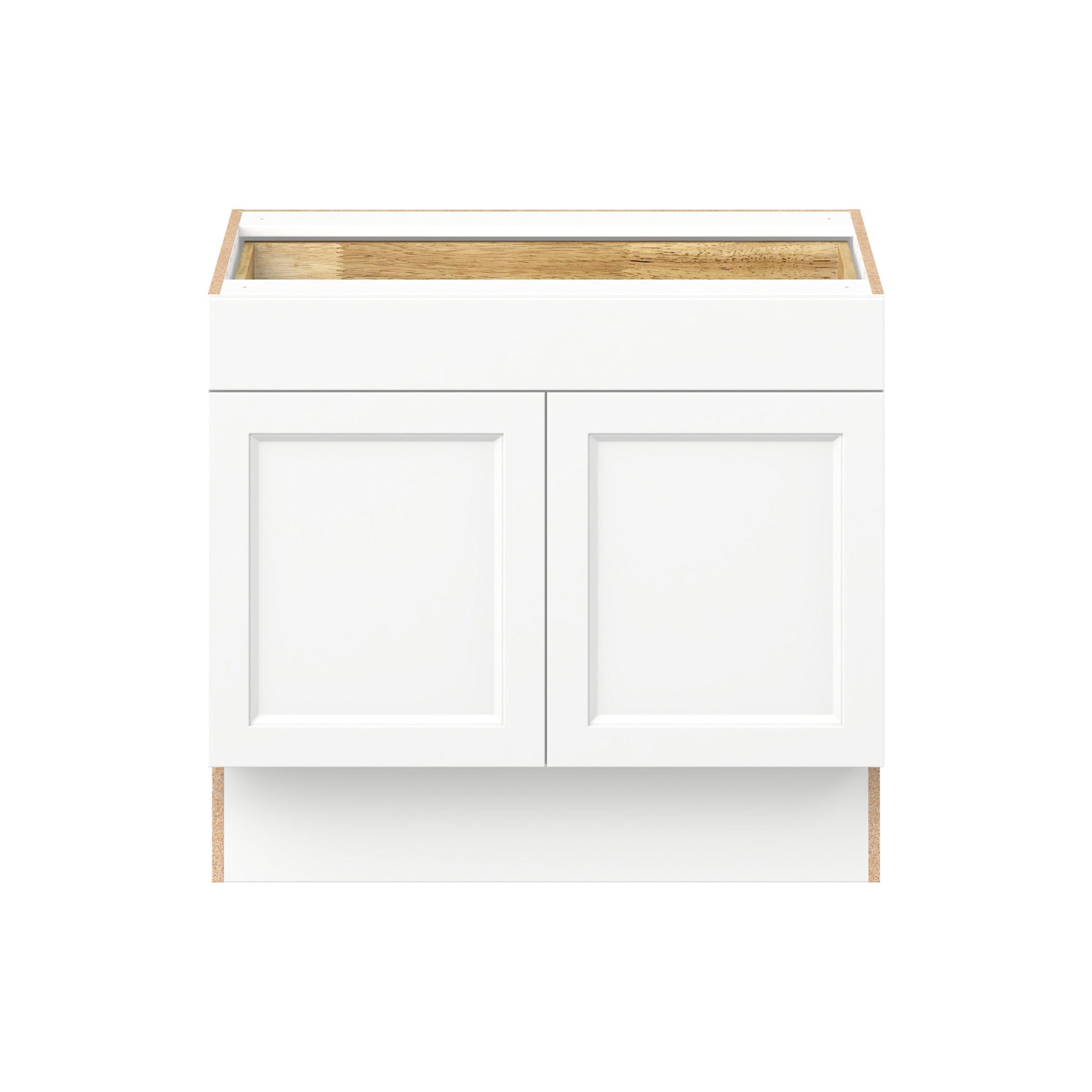Peachtree 36 in. Painted Bright White Door and Drawer Base Cabinet