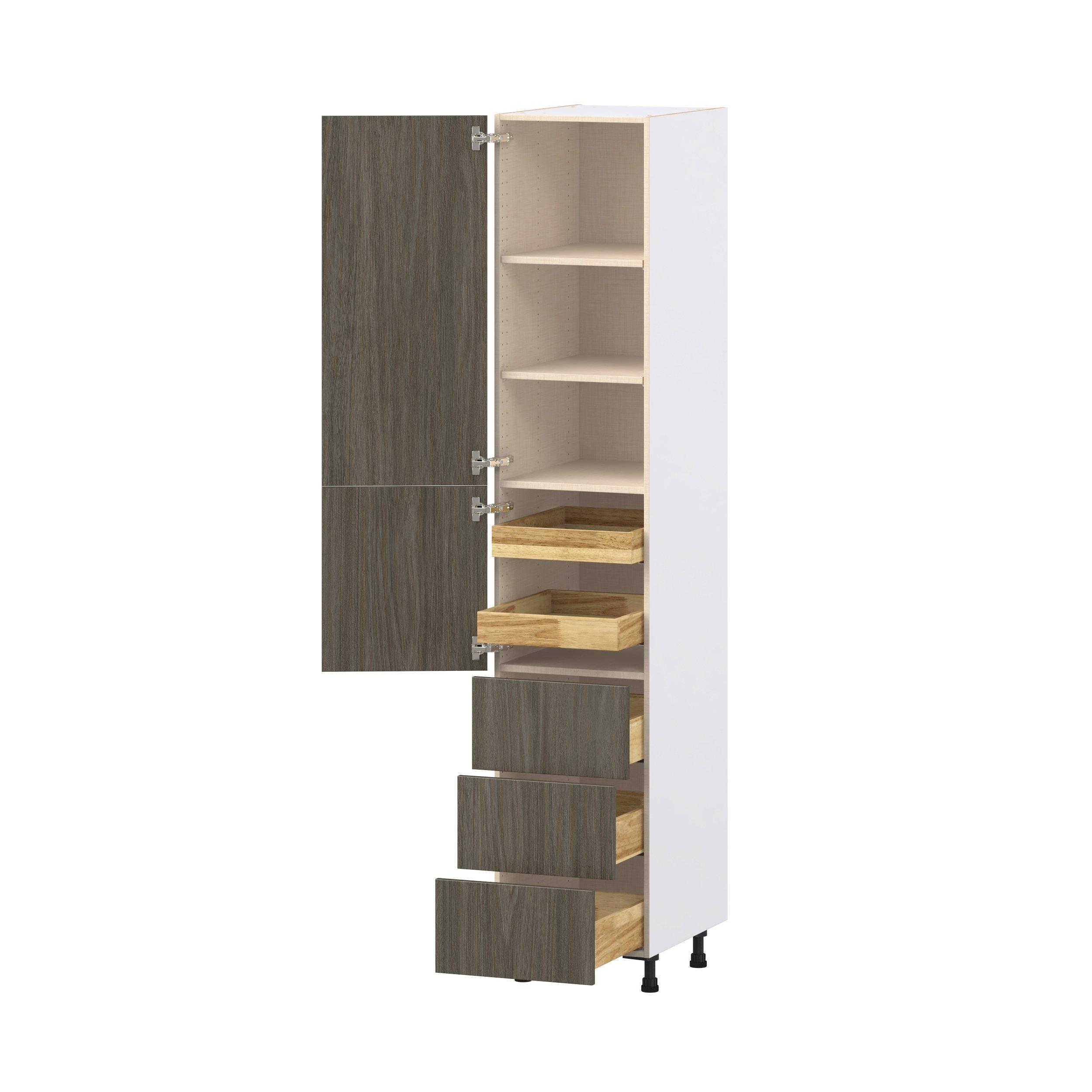 Glenwood 18 in. Burnt Walnut Door and Drawer Pantry Cabinet with Inner Pull-Out