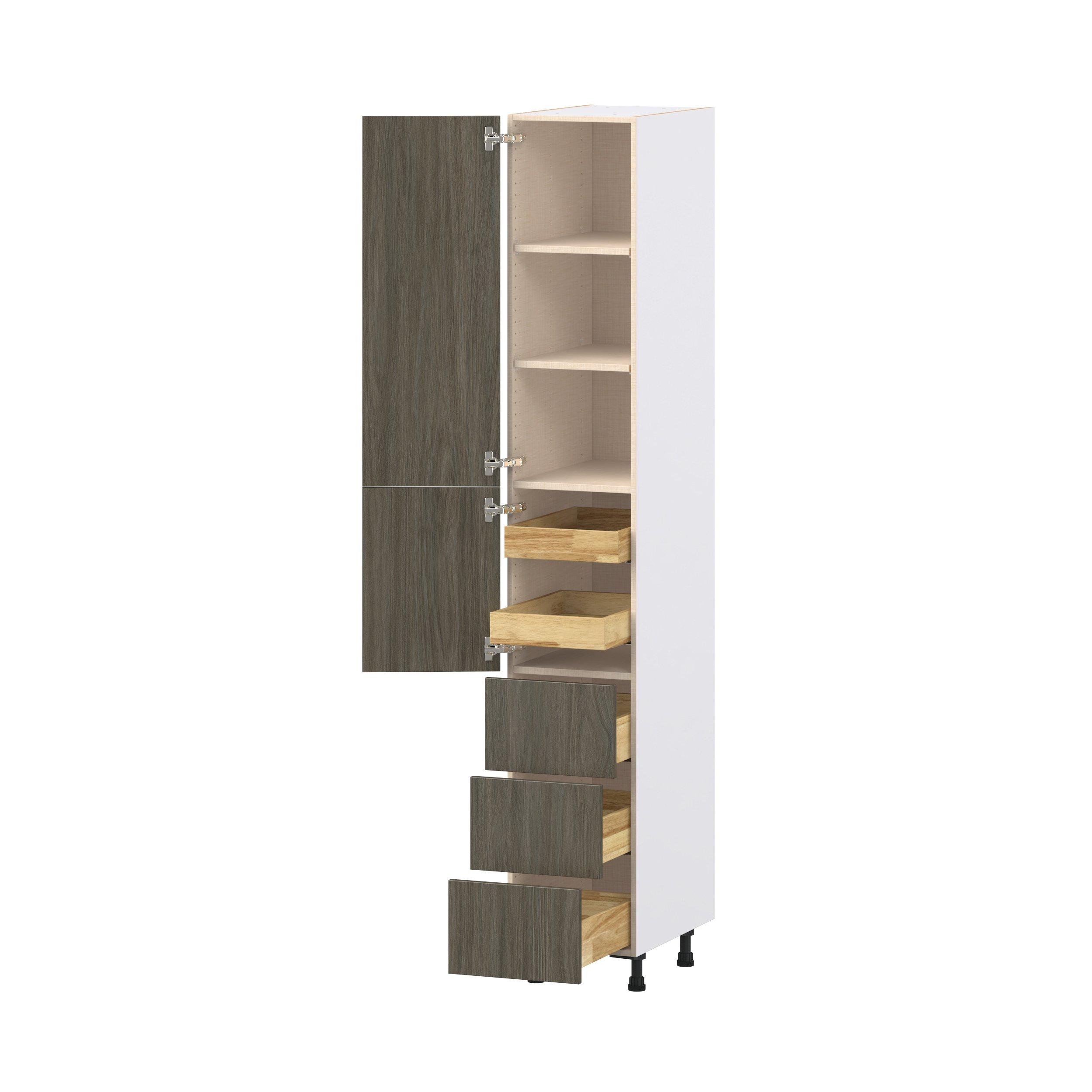 Glenwood 15 in. Burnt Walnut Door and Drawer Pantry Cabinet with Inner Pull-Out