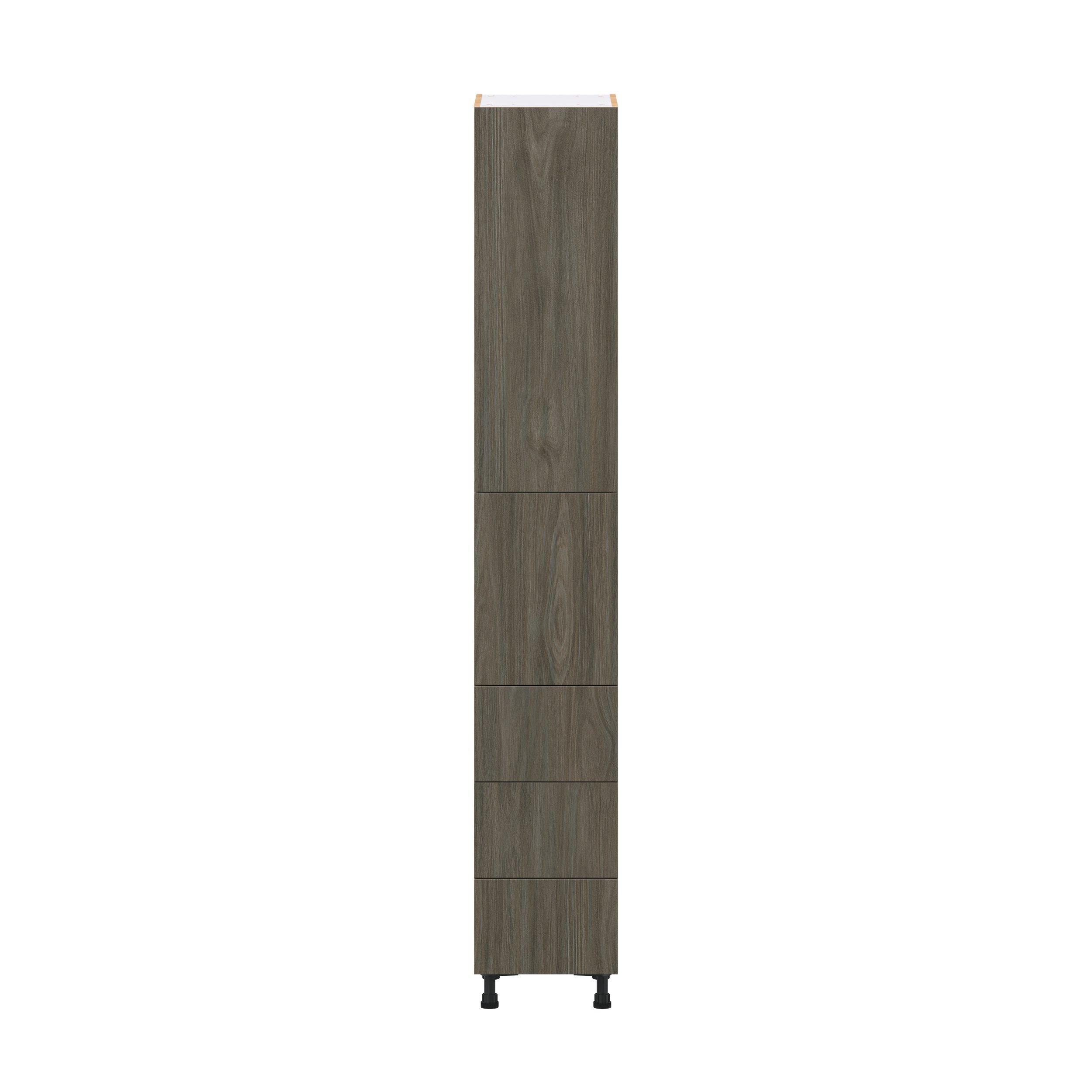 Glenwood 15 in. Burnt Walnut Door and Drawer Pantry Cabinet with Inner Pull-Out