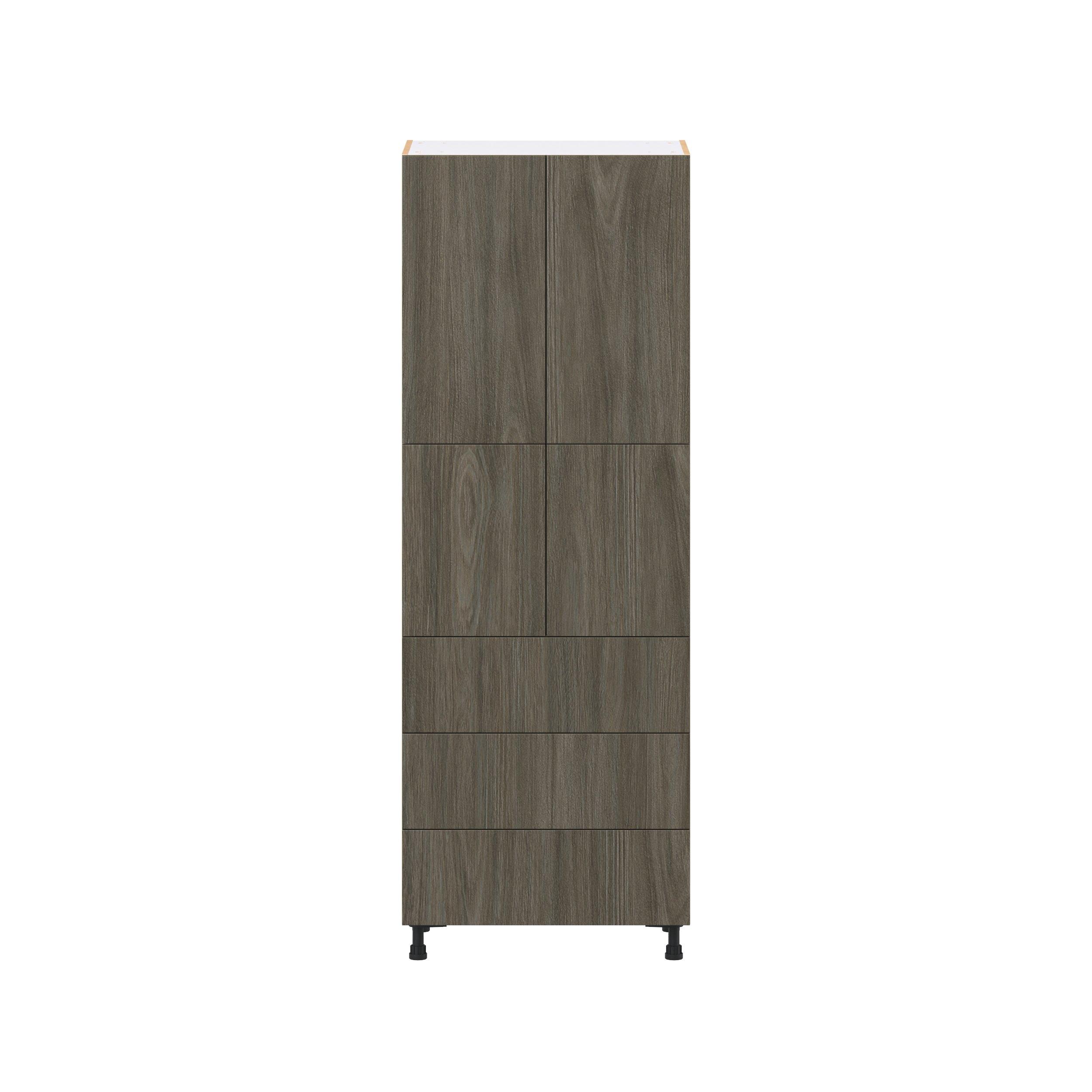 Glenwood 30 in. Burnt Walnut Door and Drawer Pantry Cabinet with Inner Pull-Out
