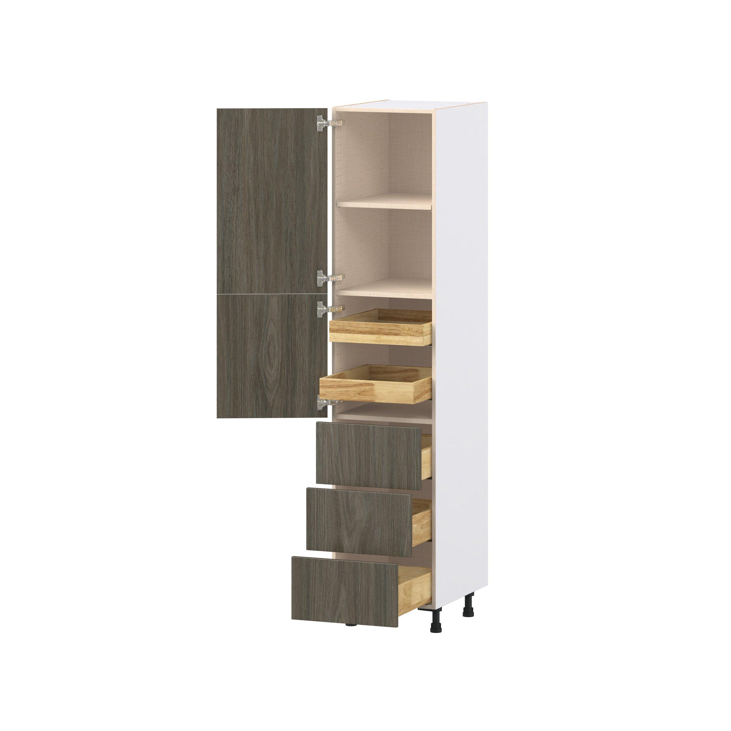 Glenwood 18 in. Burnt Walnut Door and Drawer Pantry Cabinet with Inner Pull-Out