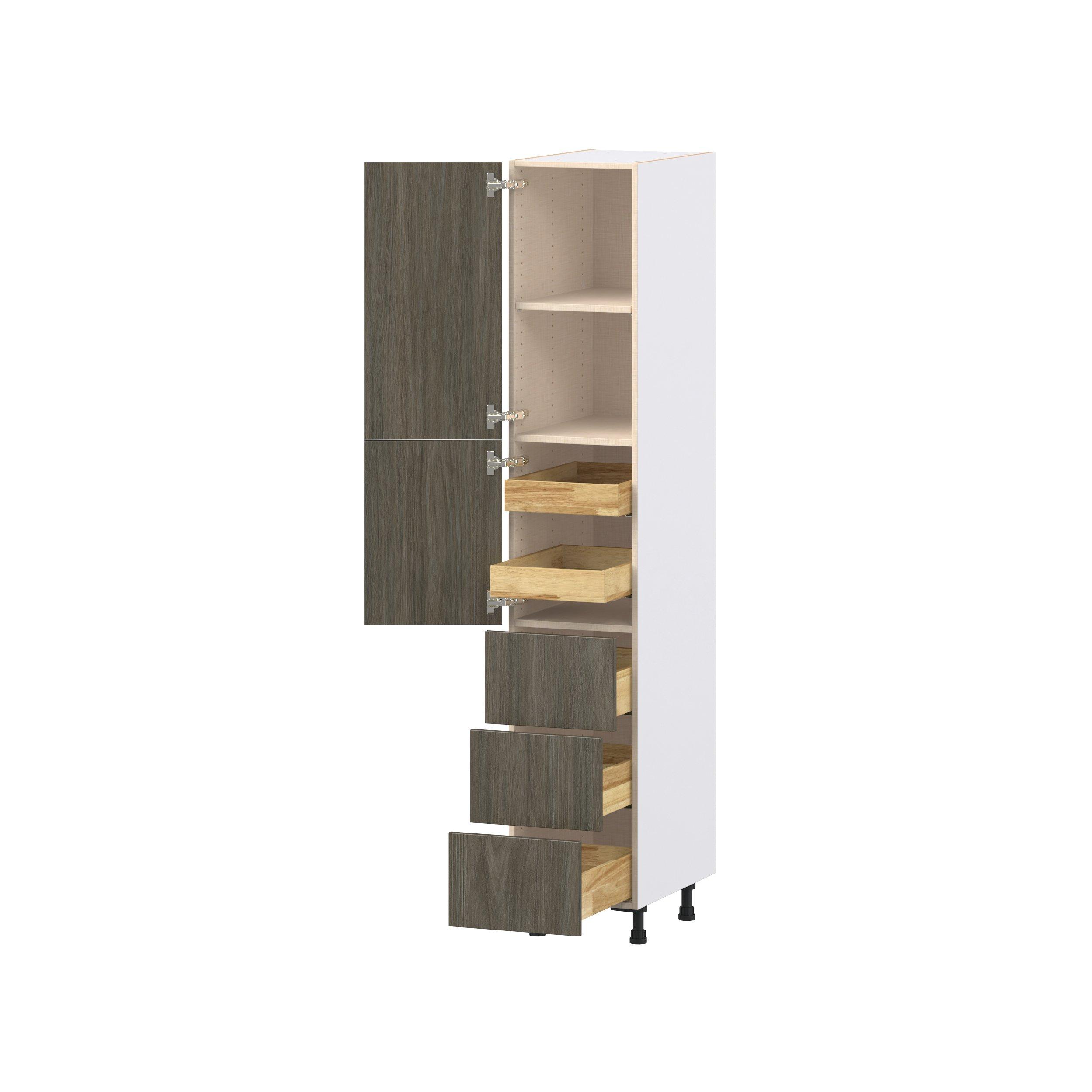 Glenwood 15 in. Burnt Walnut Door and Drawer Pantry Cabinet with Inner Pull-Out
