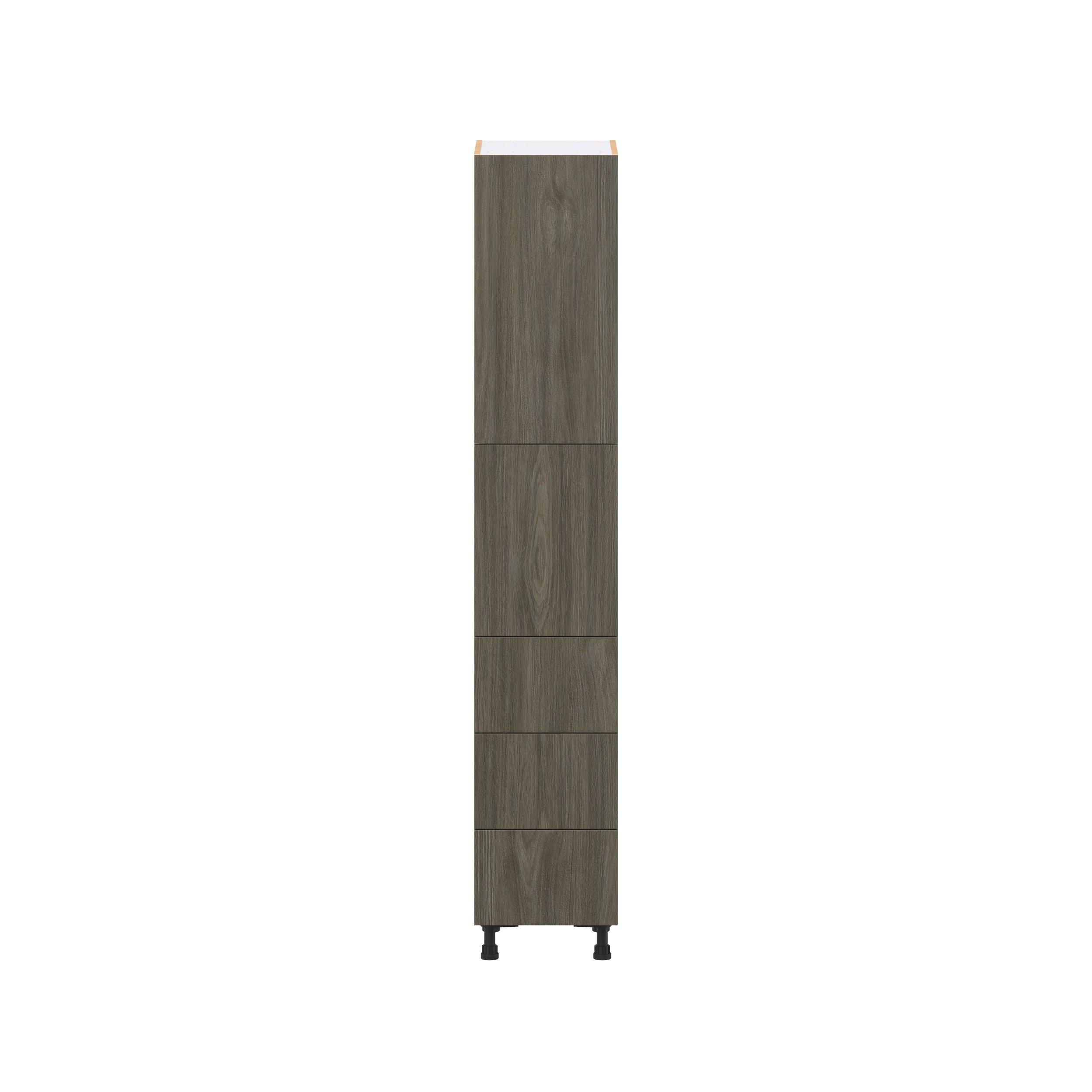 Glenwood 15 in. Burnt Walnut Door and Drawer Pantry Cabinet with Inner Pull-Out