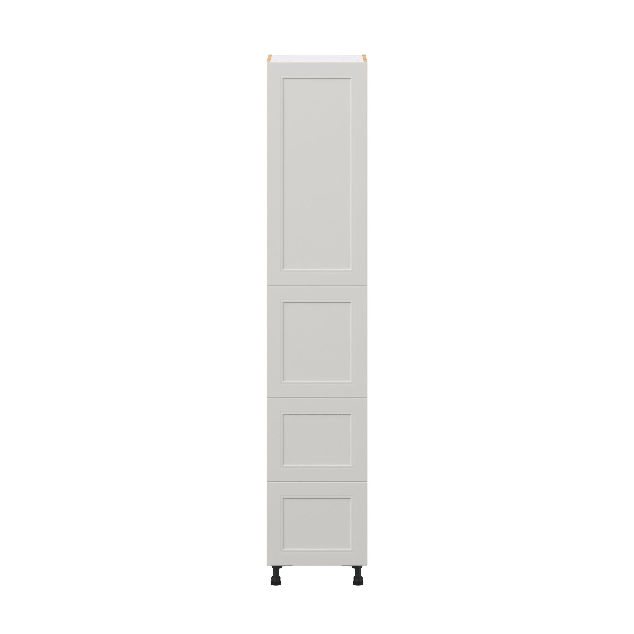 Lenox 18 in. Painted Light Gray Door and Drawer Pantry Cabinet with Inner Pull-Out