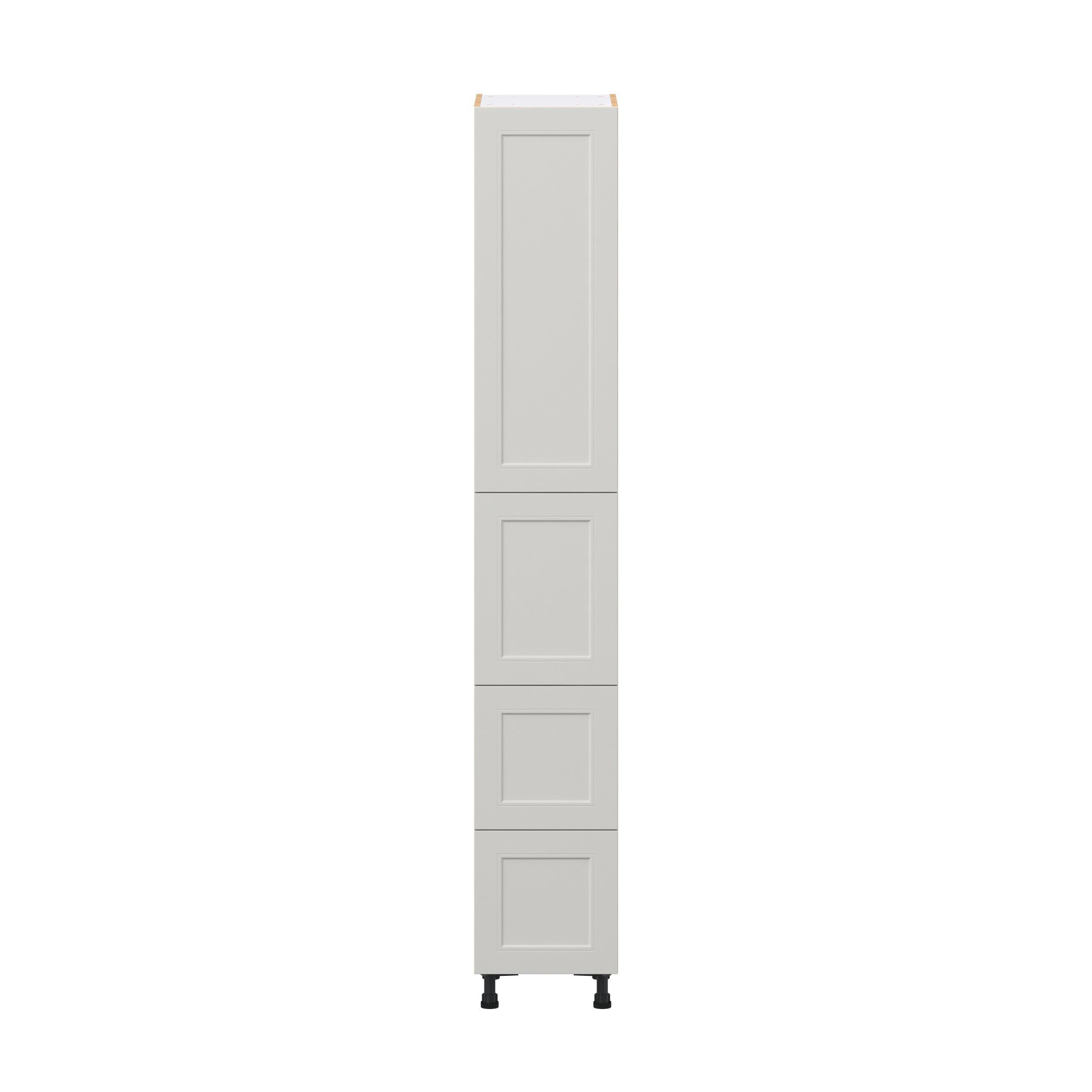 Lenox 15 in. Painted Light Gray Door and Drawer Pantry Cabinet with Inner Pull-Out