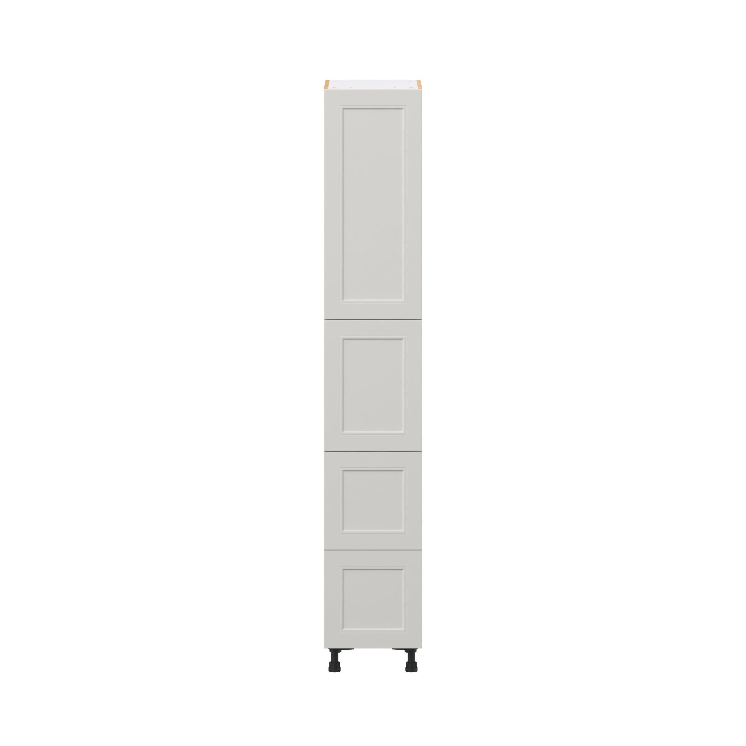 Lenox 15 in. Painted Light Gray Door and Drawer Pantry Cabinet with Inner Pull-Out