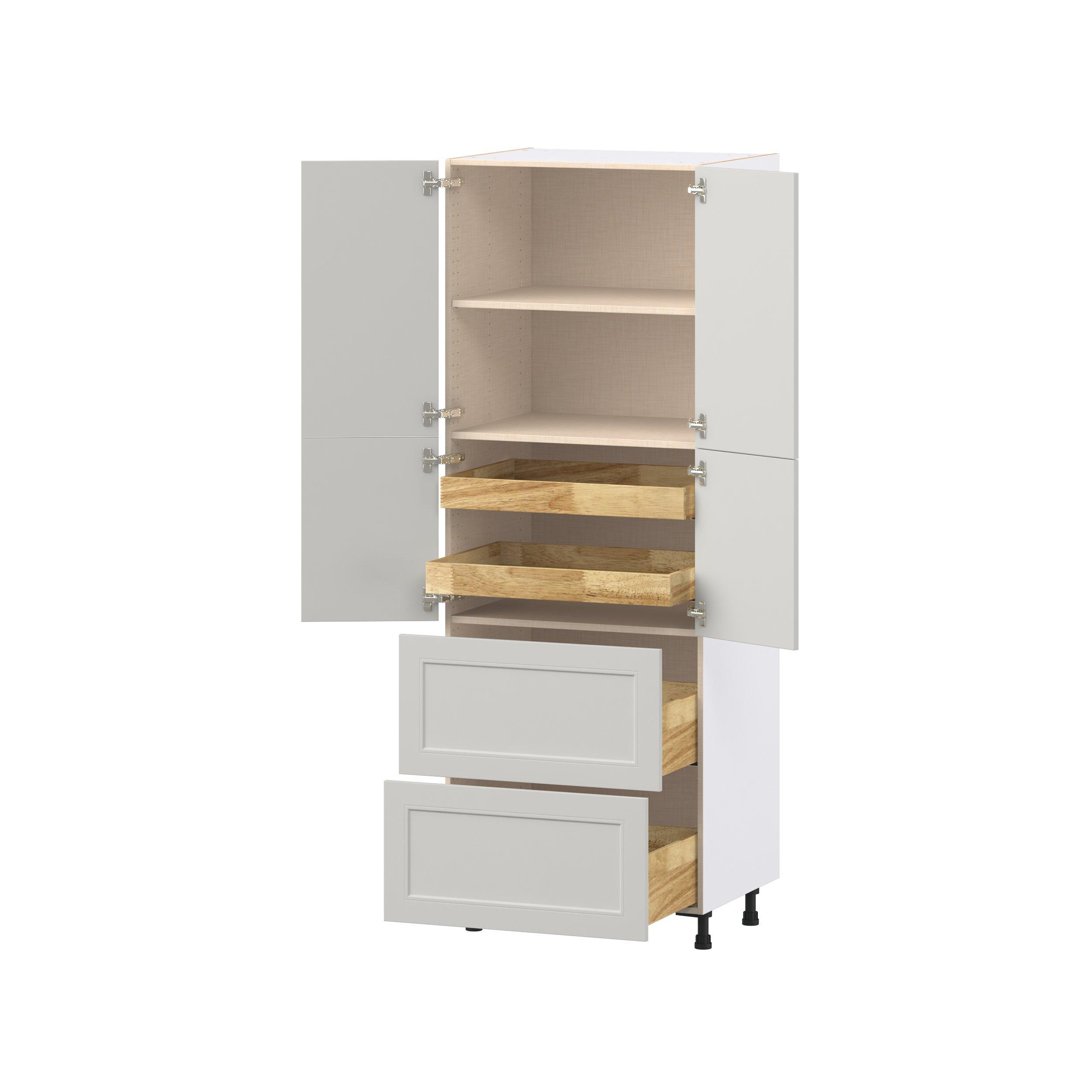 Lenox 30 in. Painted Light Gray Door and Drawer Pantry Cabinet with Inner Pull-Out