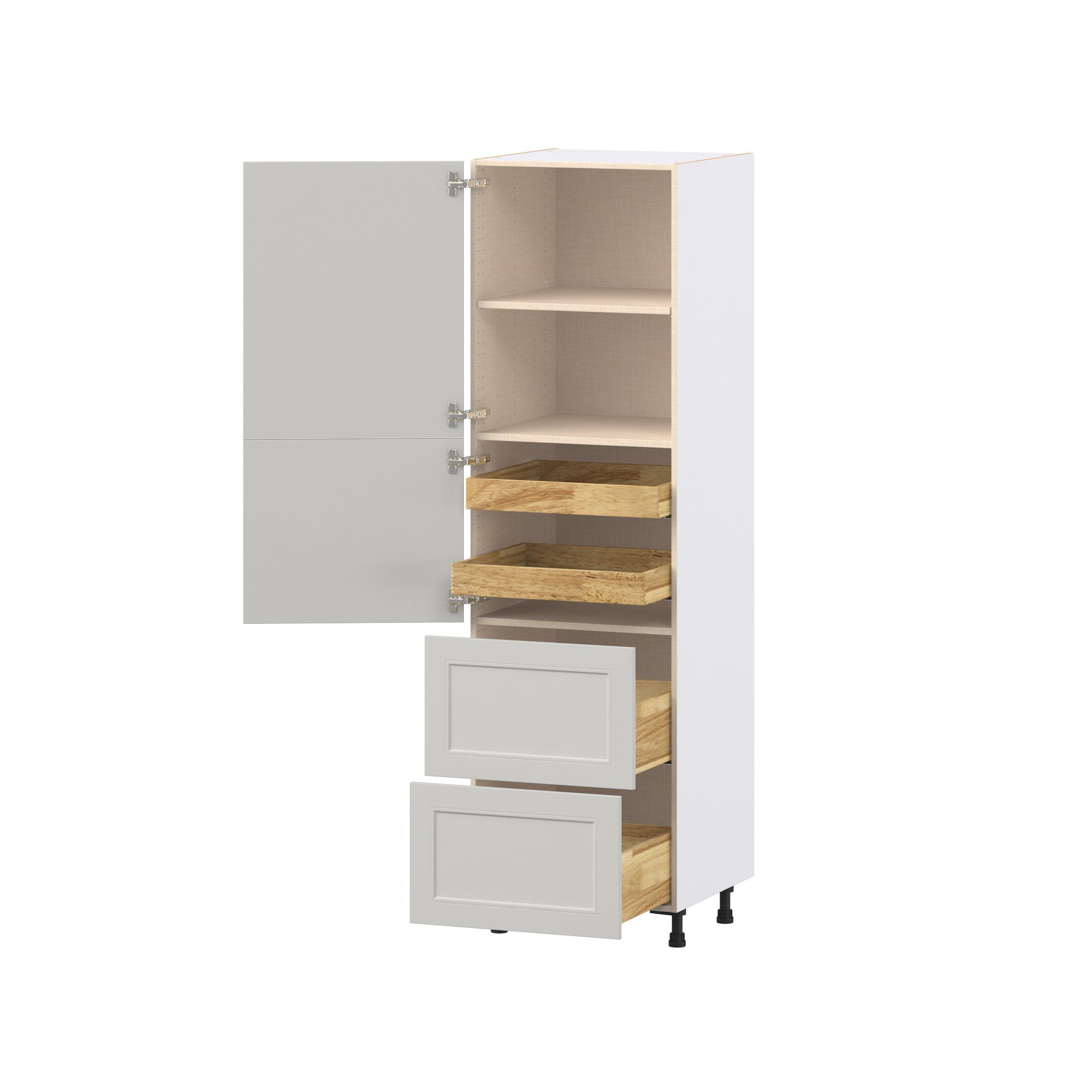 Lenox 24 in. Painted Light Gray Door and Drawer Pantry Cabinet with Inner Pull-Out