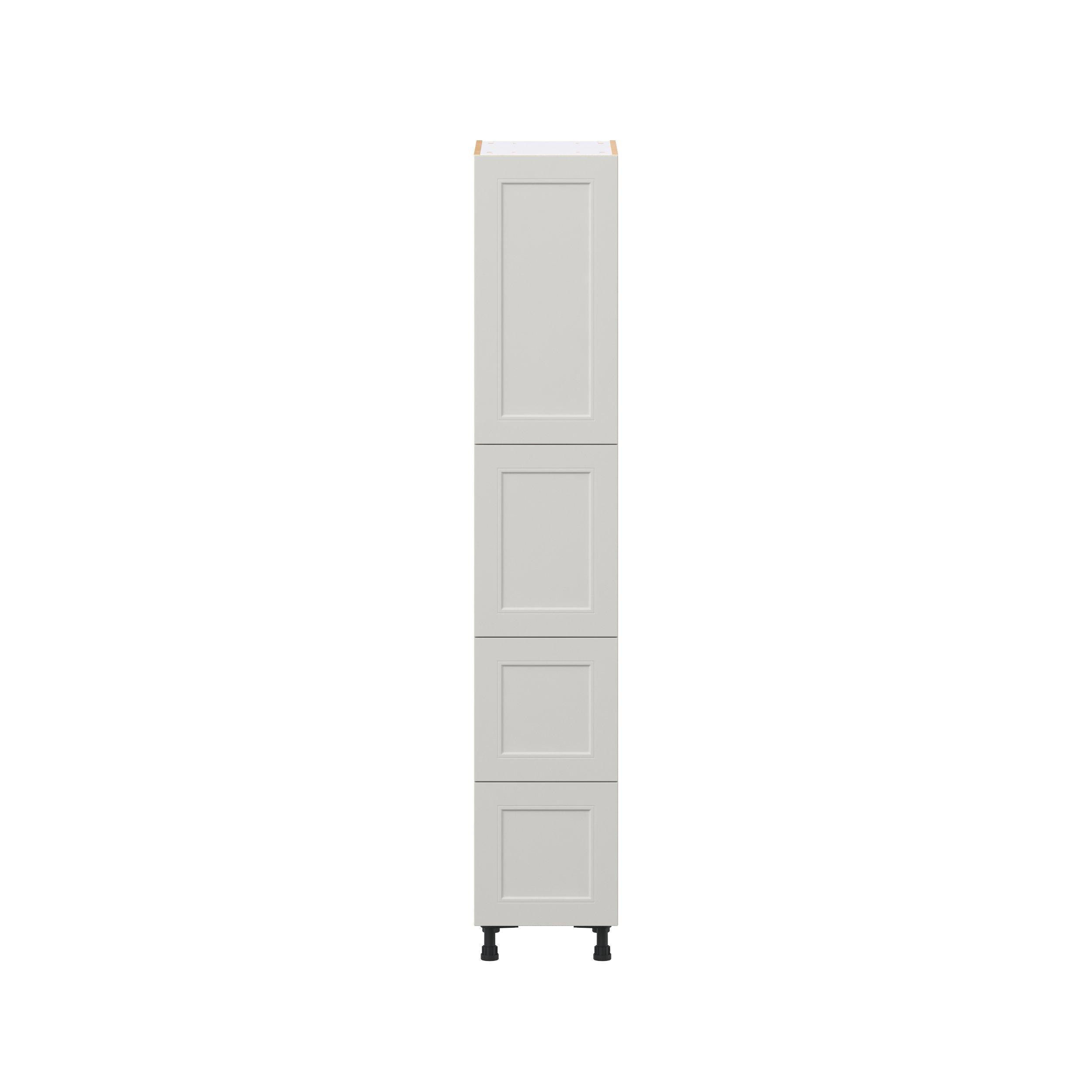 Lenox 15 in. Painted Light Gray Door and Drawer Pantry Cabinet with Inner Pull-Out