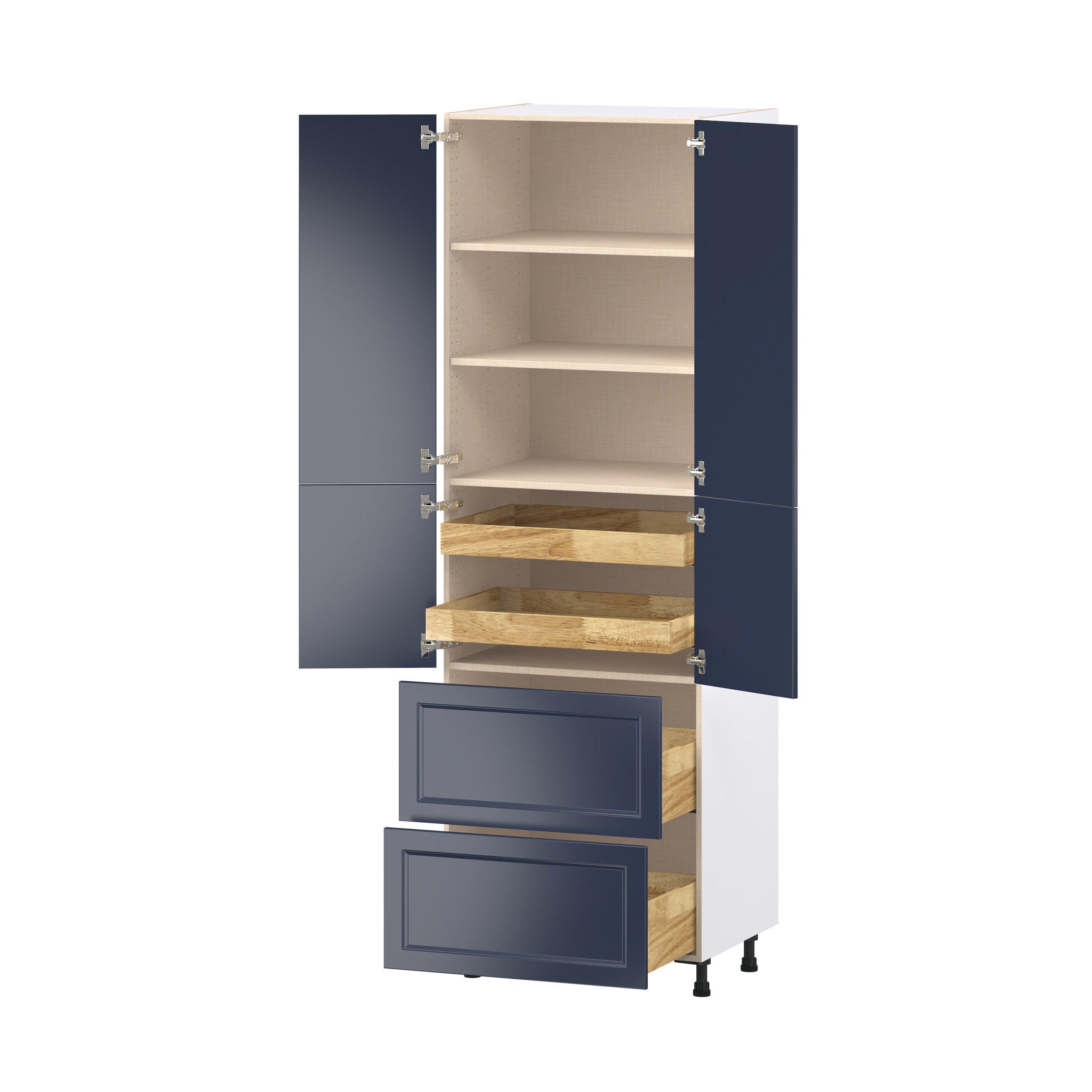 Peachtree 30 in. Painted Midnight Blue Door and Drawer Pantry Cabinet with Inner Pull-Out