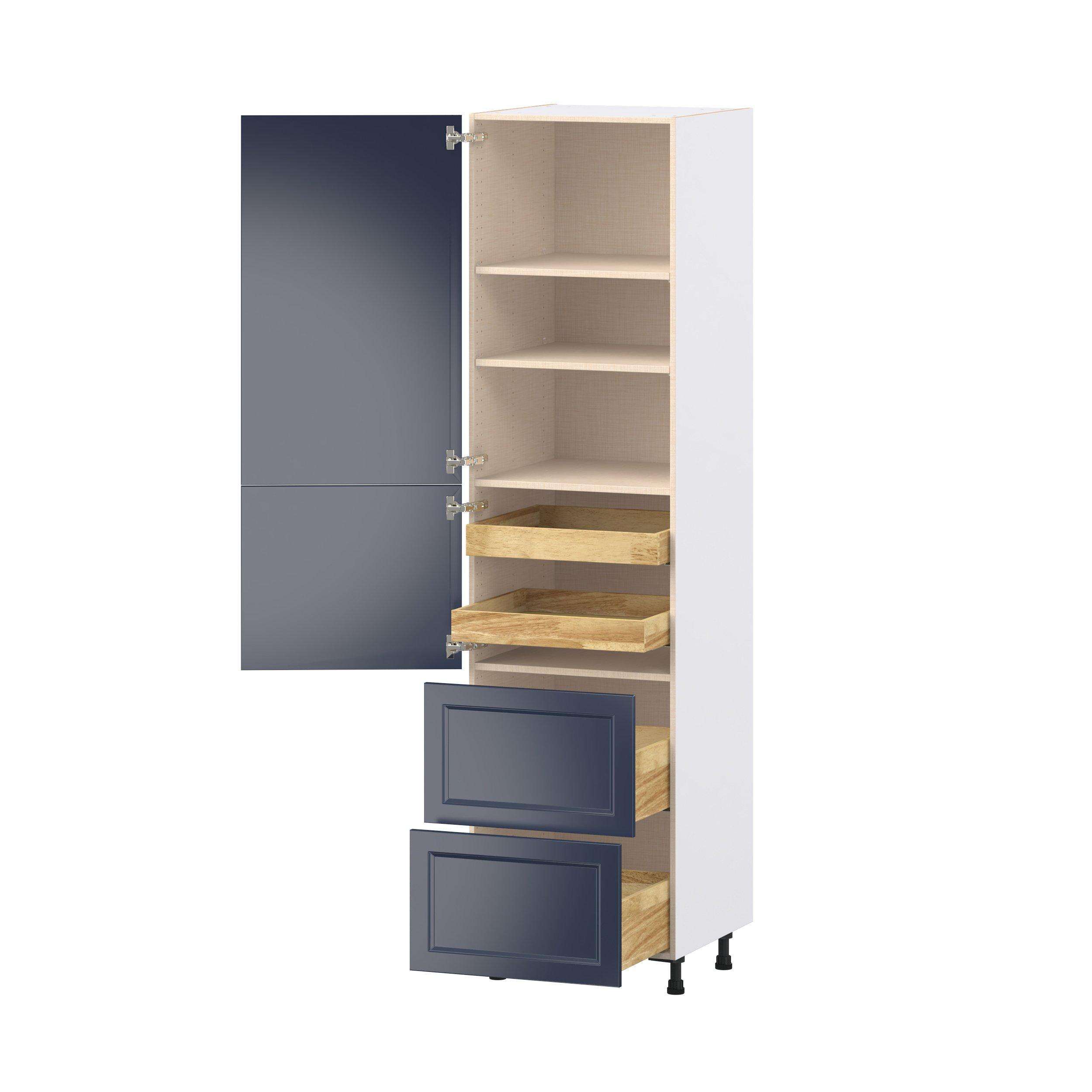 Peachtree 24 in. Painted Midnight Blue Door and Drawer Pantry Cabinet with Inner Pull-Out