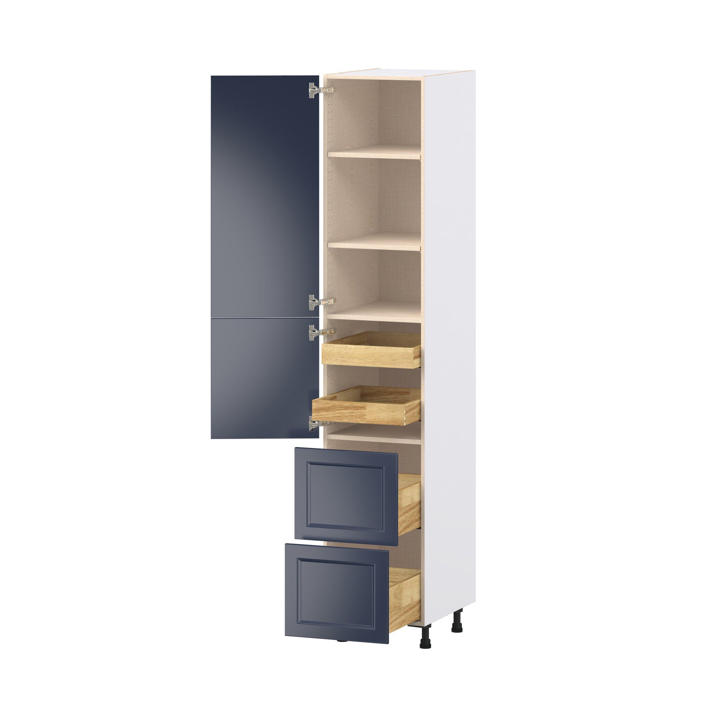 Peachtree 18 in. Painted Midnight Blue Door and Drawer Pantry Cabinet with Inner Pull-Out