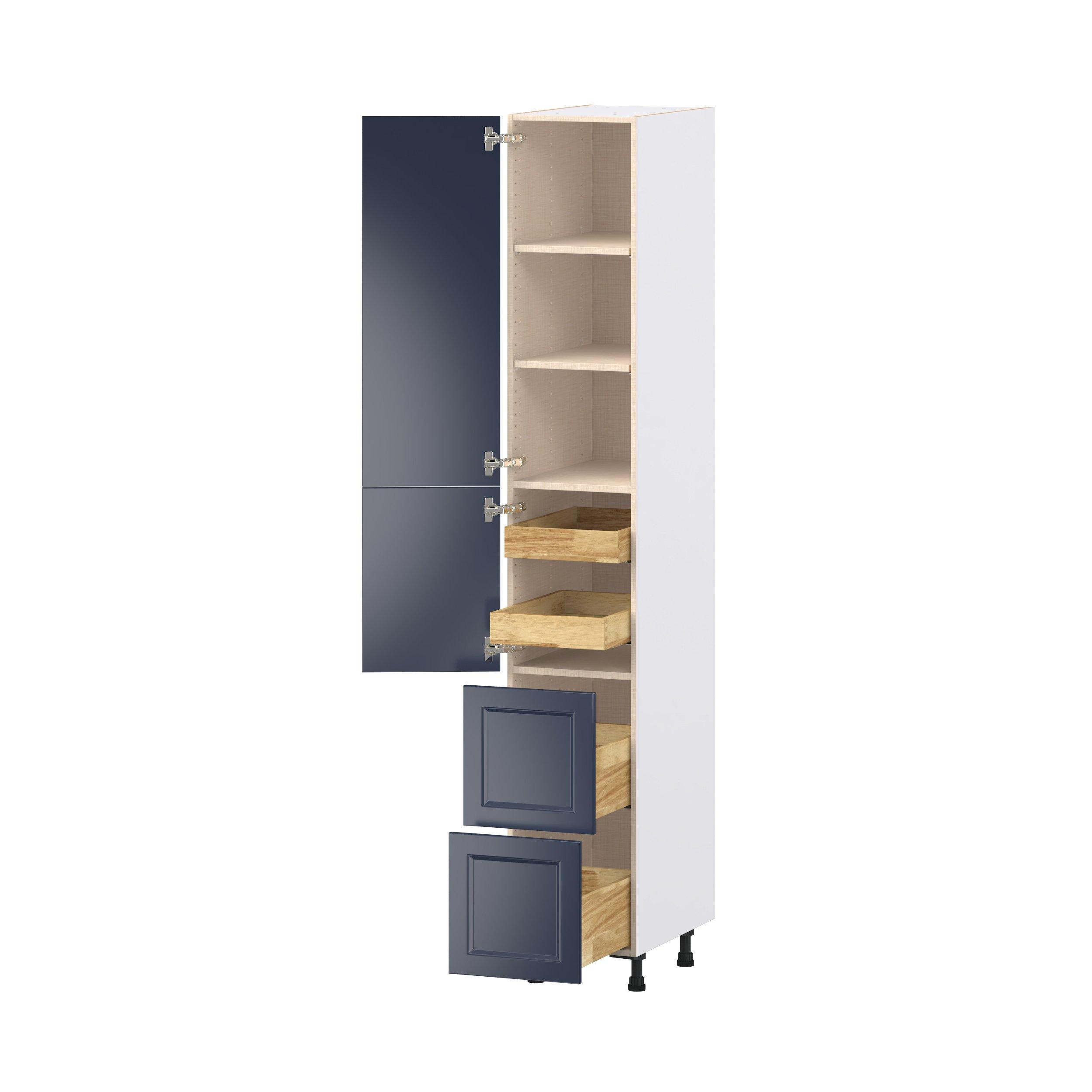 Peachtree 15 in. Painted Midnight Blue Door and Drawer Pantry Cabinet with Inner Pull-Out