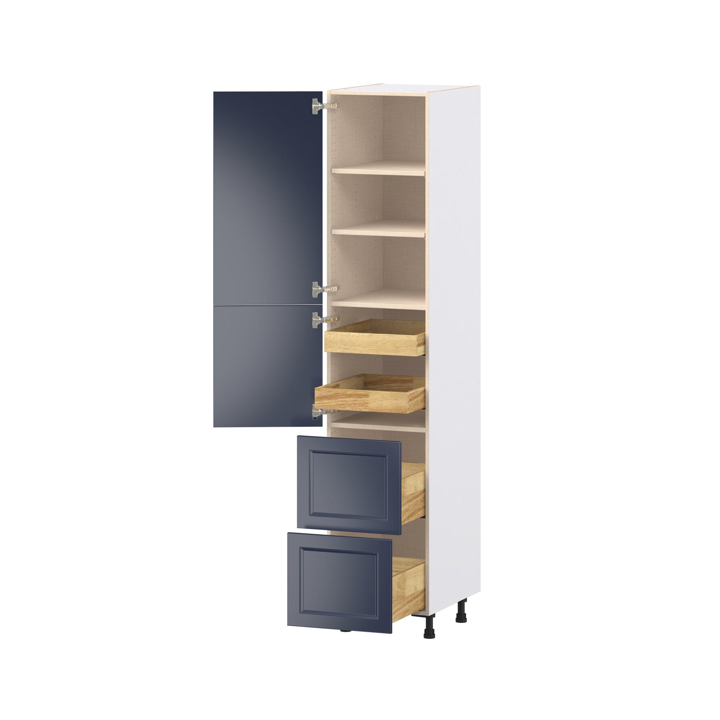 Peachtree 18 in. Painted Midnight Blue Door and Drawer Pantry Cabinet with Inner Pull-Out