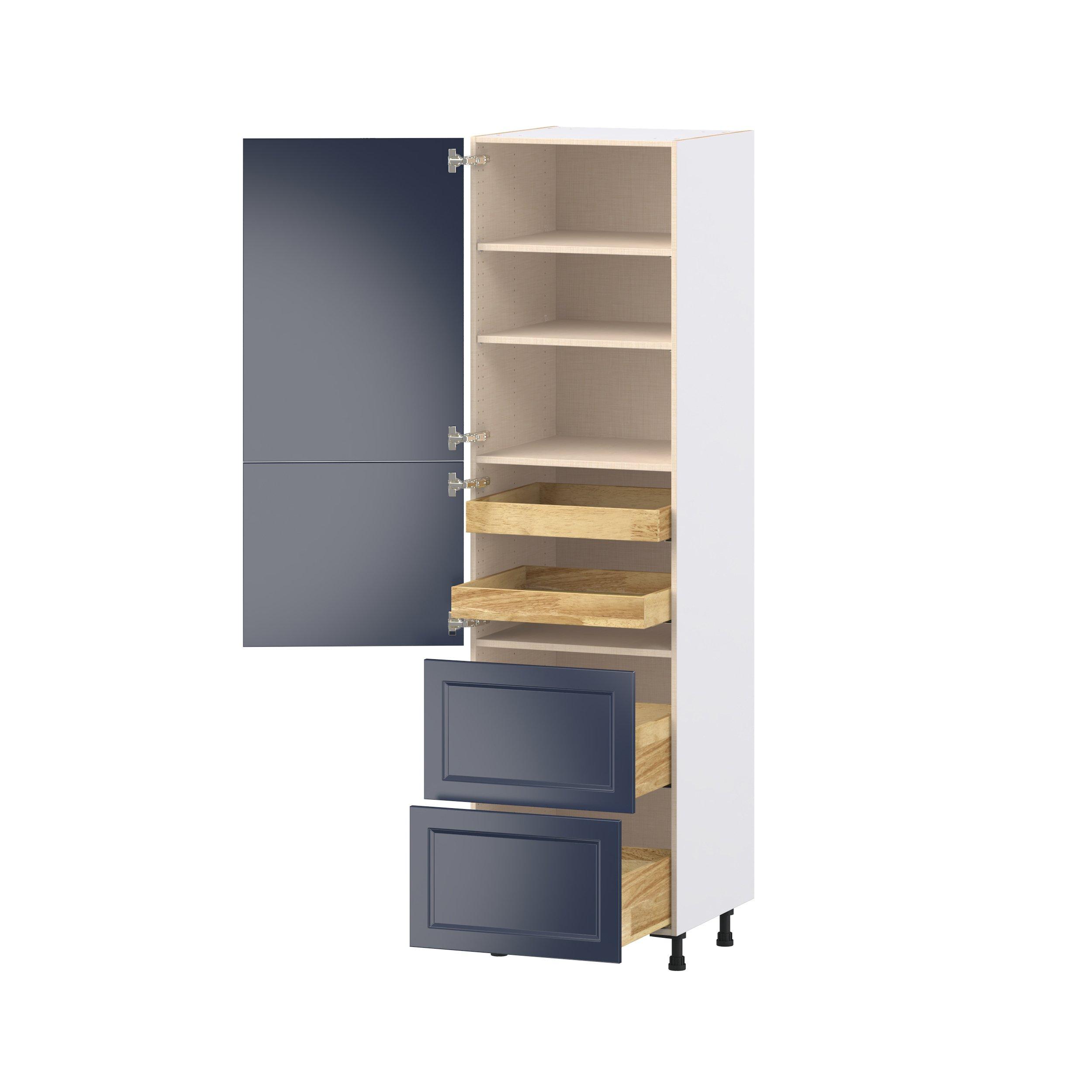 Peachtree 24 in. Painted Midnight Blue Door and Drawer Pantry Cabinet with Inner Pull-Out