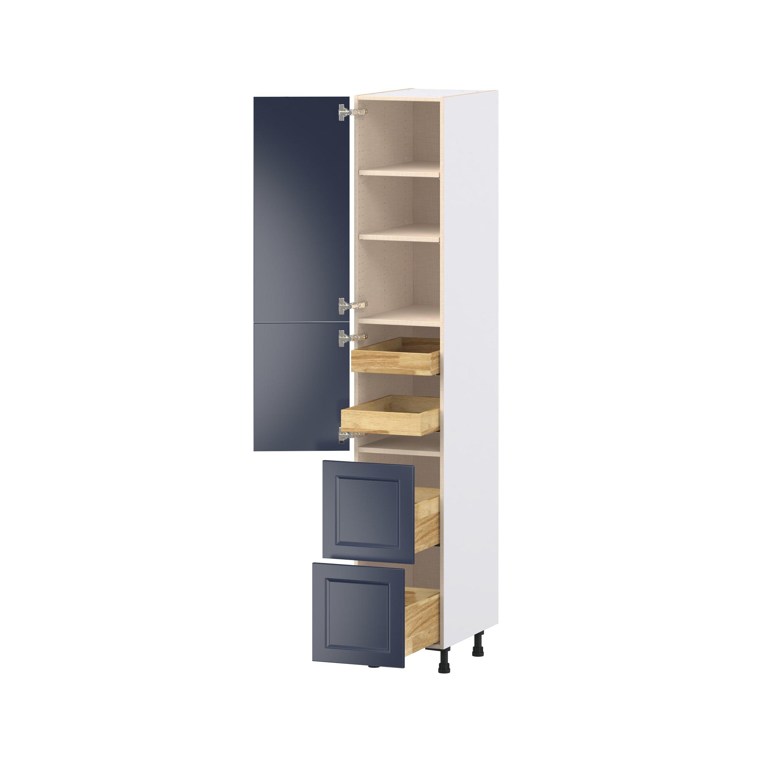 Peachtree 15 in. Painted Midnight Blue Door and Drawer Pantry Cabinet with Inner Pull-Out