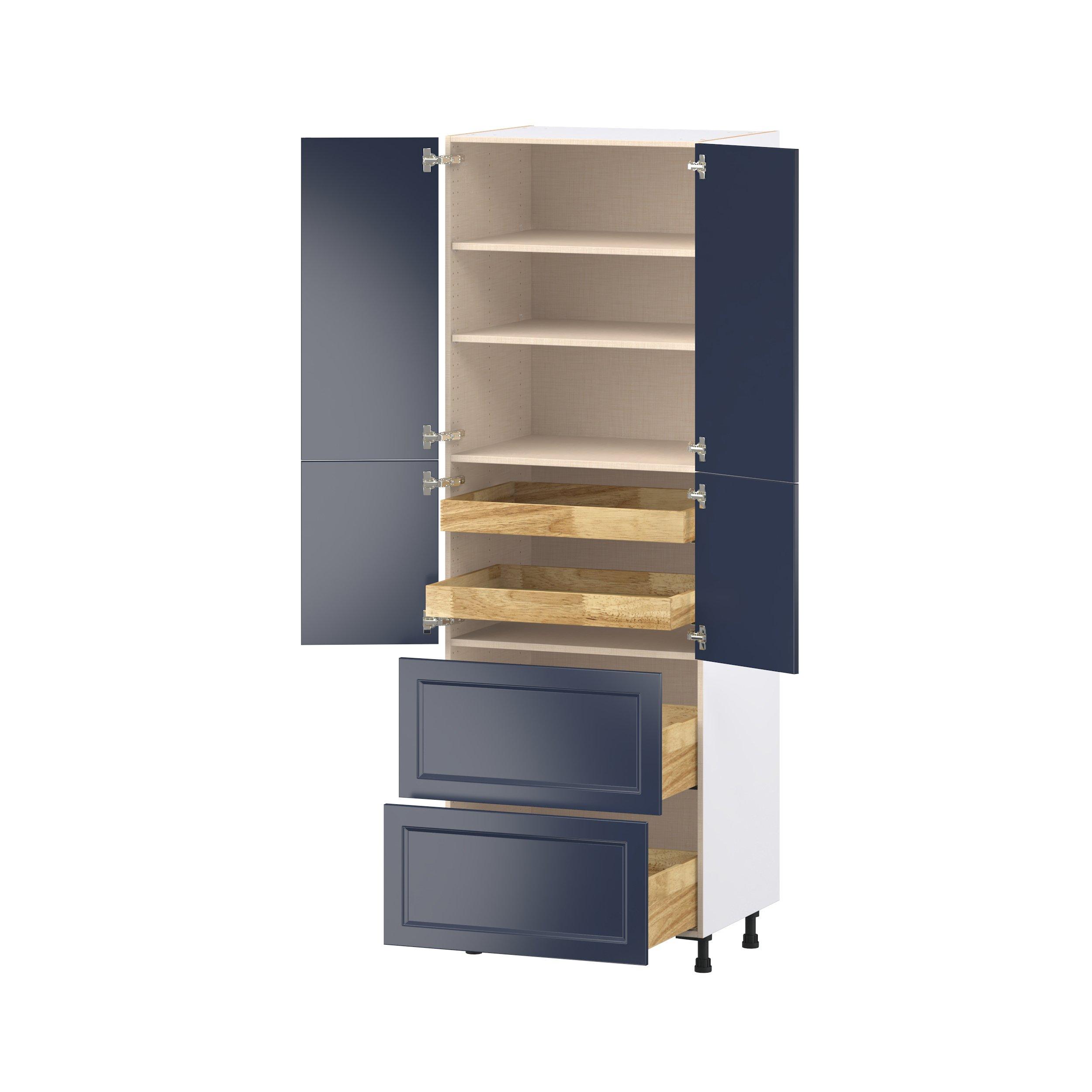 Peachtree 30 in. Painted Midnight Blue Door and Drawer Pantry Cabinet with Inner Pull-Out