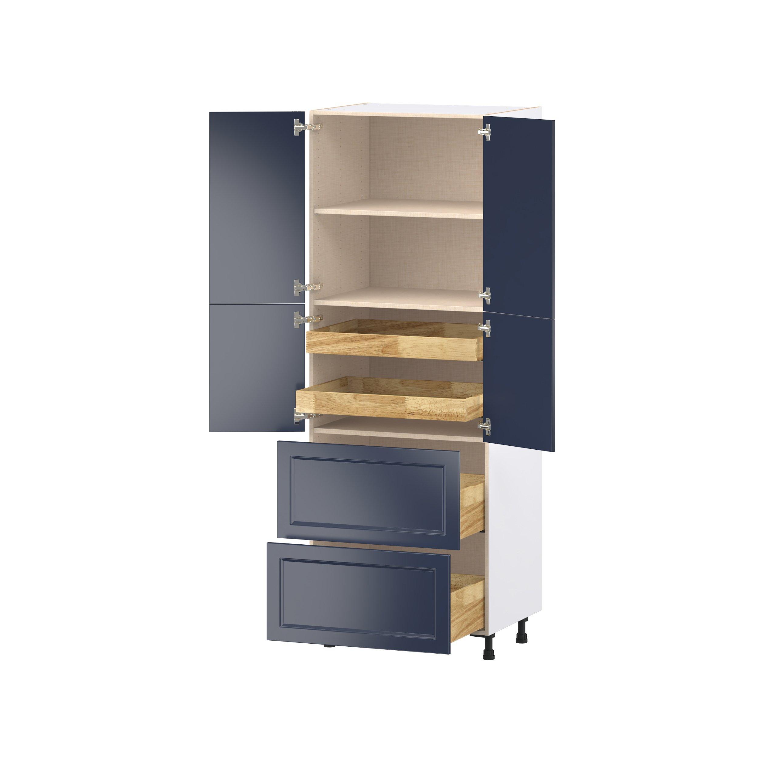 Peachtree 30 in. Painted Midnight Blue Door and Drawer Pantry Cabinet with Inner Pull-Out
