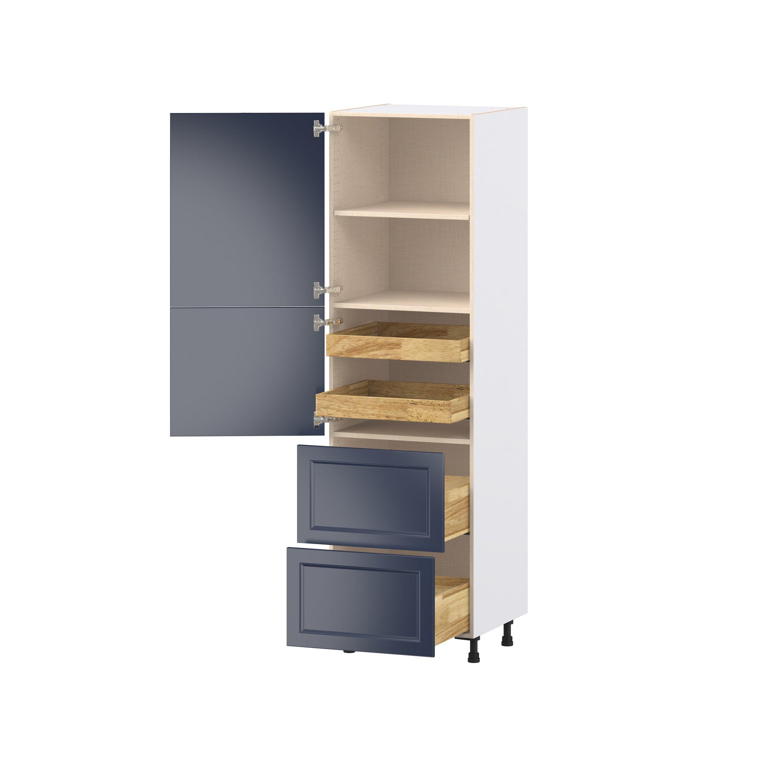 Peachtree 24 in. Painted Midnight Blue Door and Drawer Pantry Cabinet with Inner Pull-Out