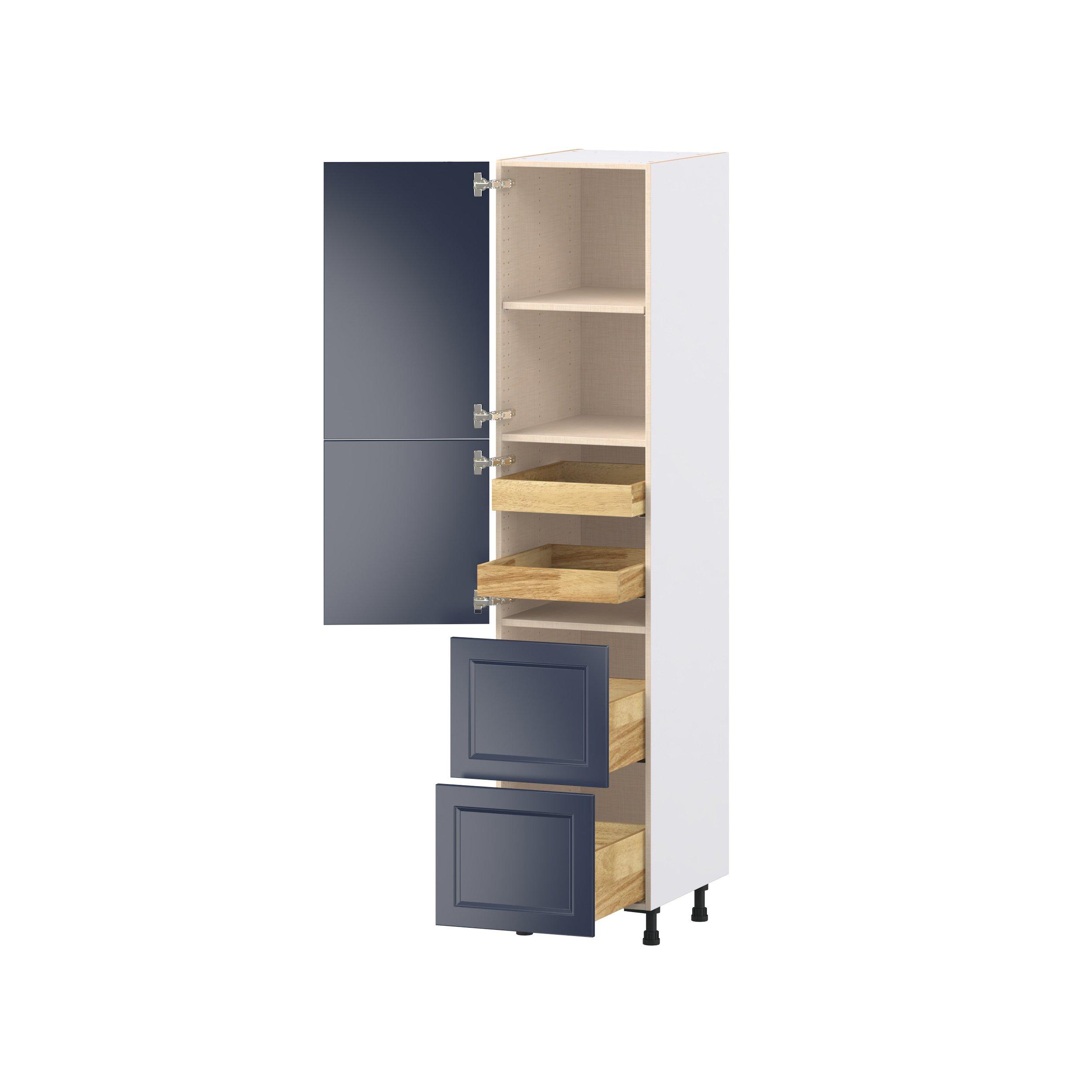 Peachtree 18 in. Painted Midnight Blue Door and Drawer Pantry Cabinet with Inner Pull-Out