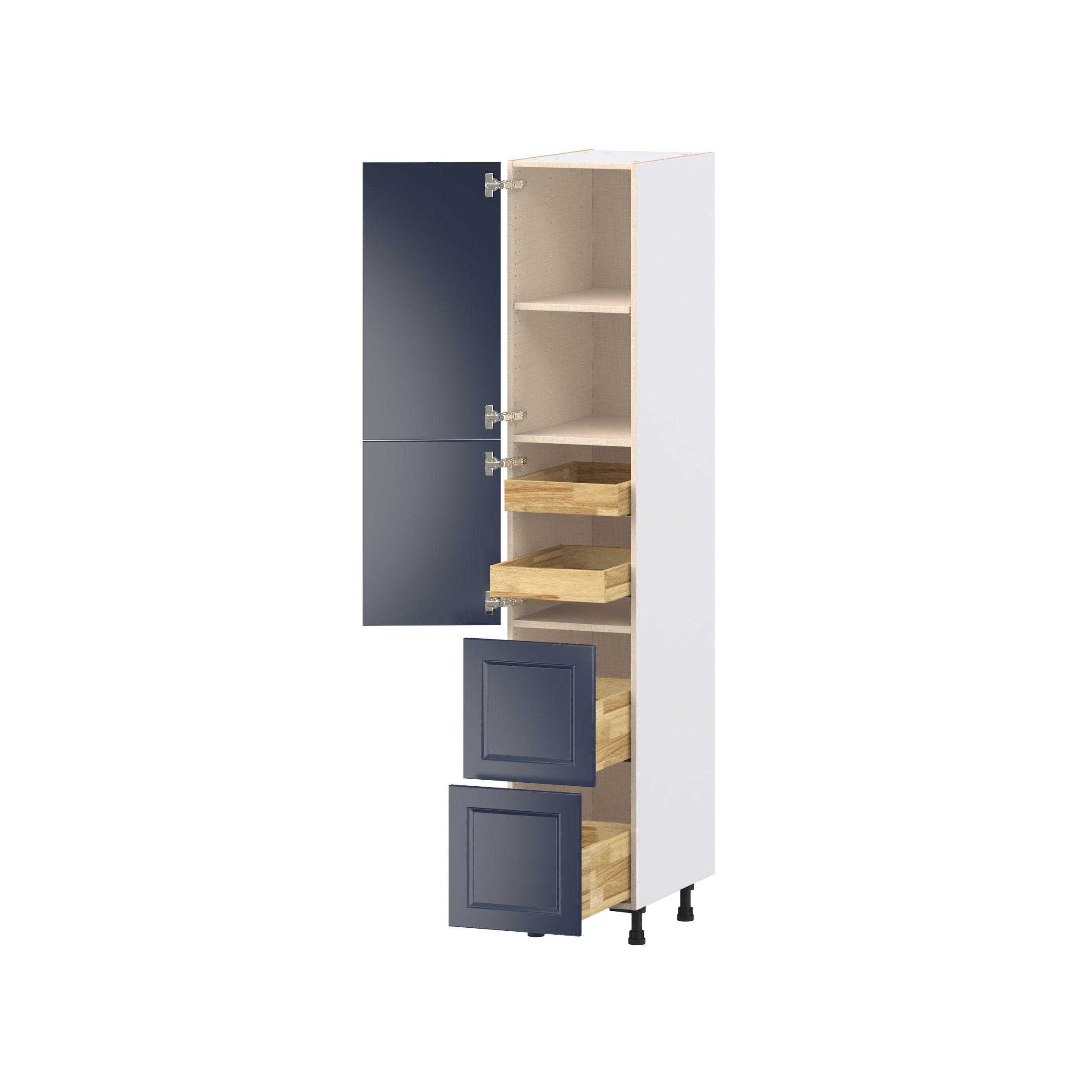Peachtree 15 in. Painted Midnight Blue Door and Drawer Pantry Cabinet with Inner Pull-Out