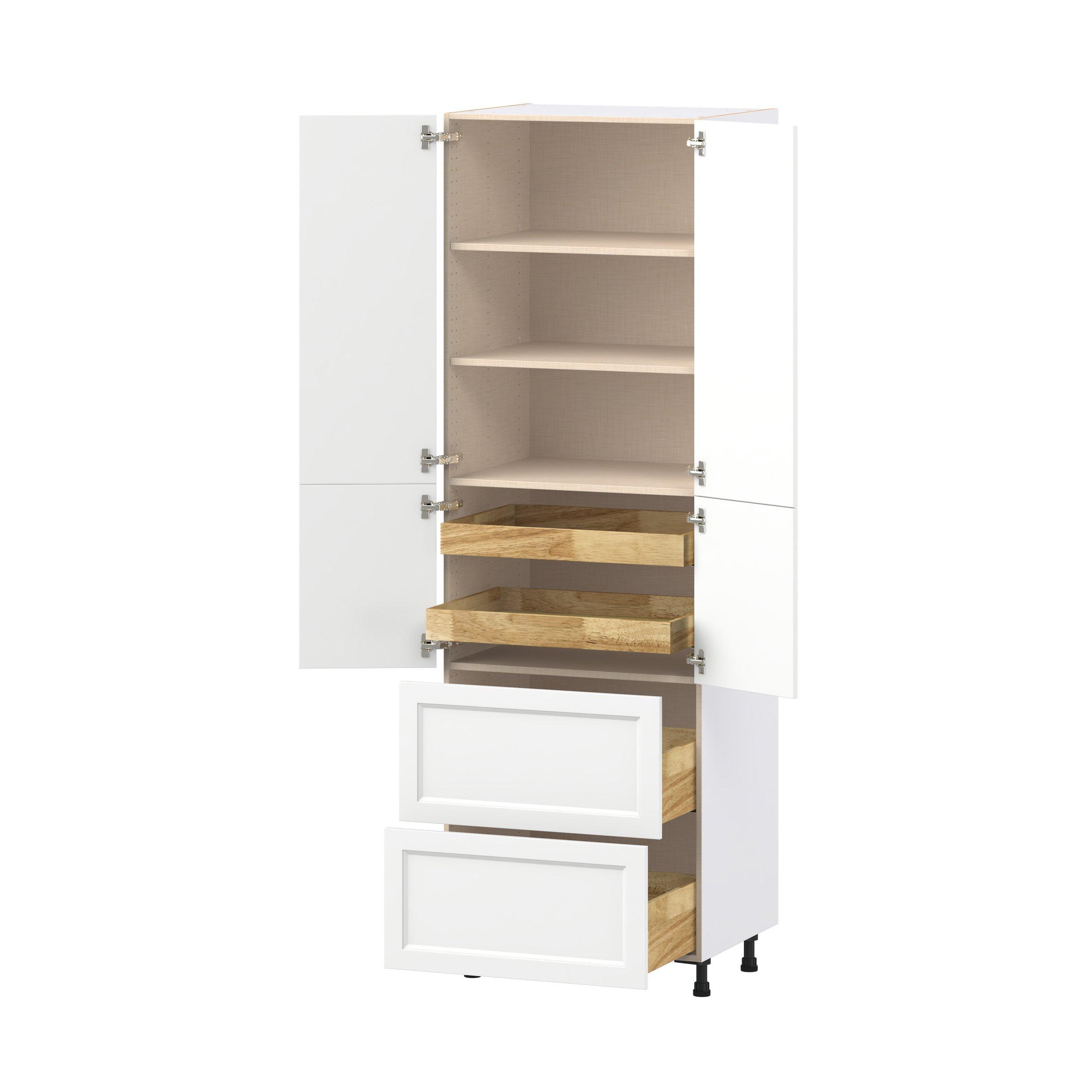 Peachtree 30 in. Painted Bright White Door and Drawer Pantry Cabinet with Inner Pull-Out