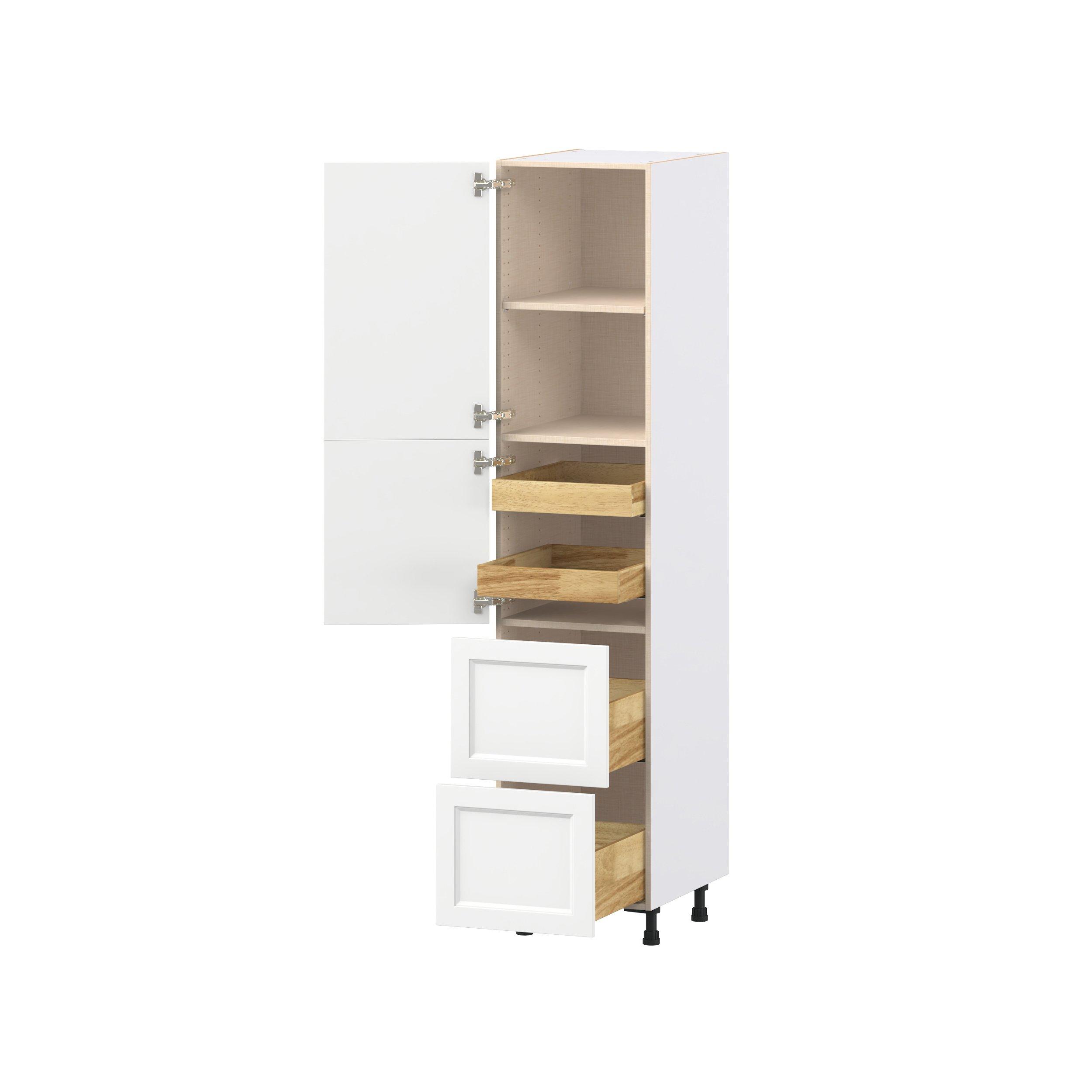 Peachtree 18 in. Painted Bright White Door and Drawer Pantry Cabinet with Inner Pull-Out