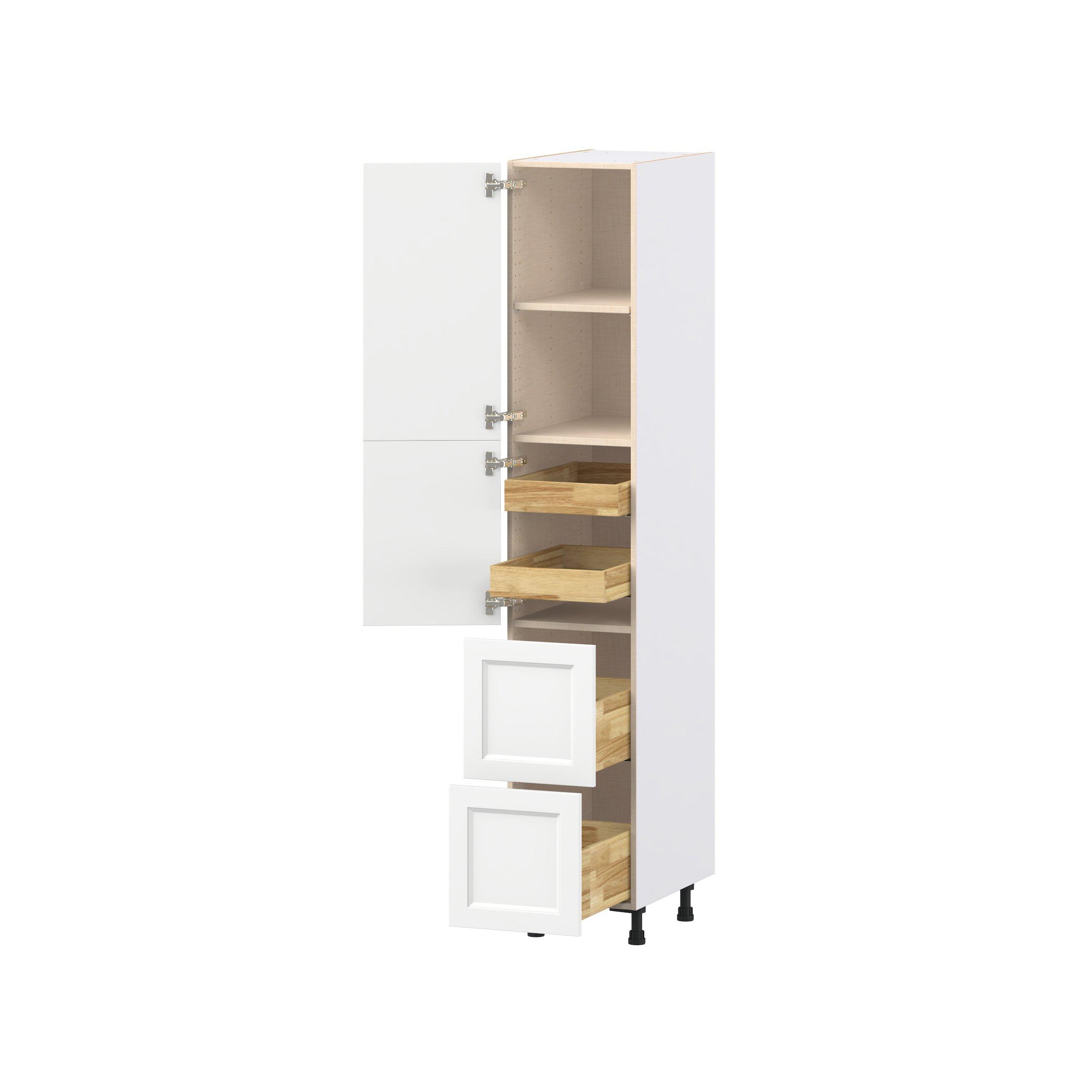 Peachtree 15 in. Painted Bright White Door and Drawer Pantry Cabinet with Inner Pull-Out