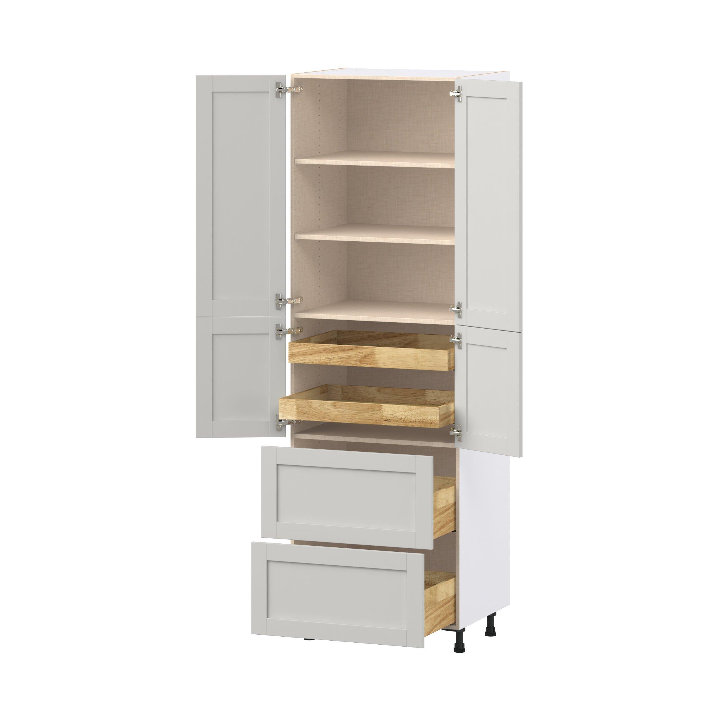 Summerhill 30 in. Light Gray Door and Drawer Pantry Cabinet with Inner Pull-Out