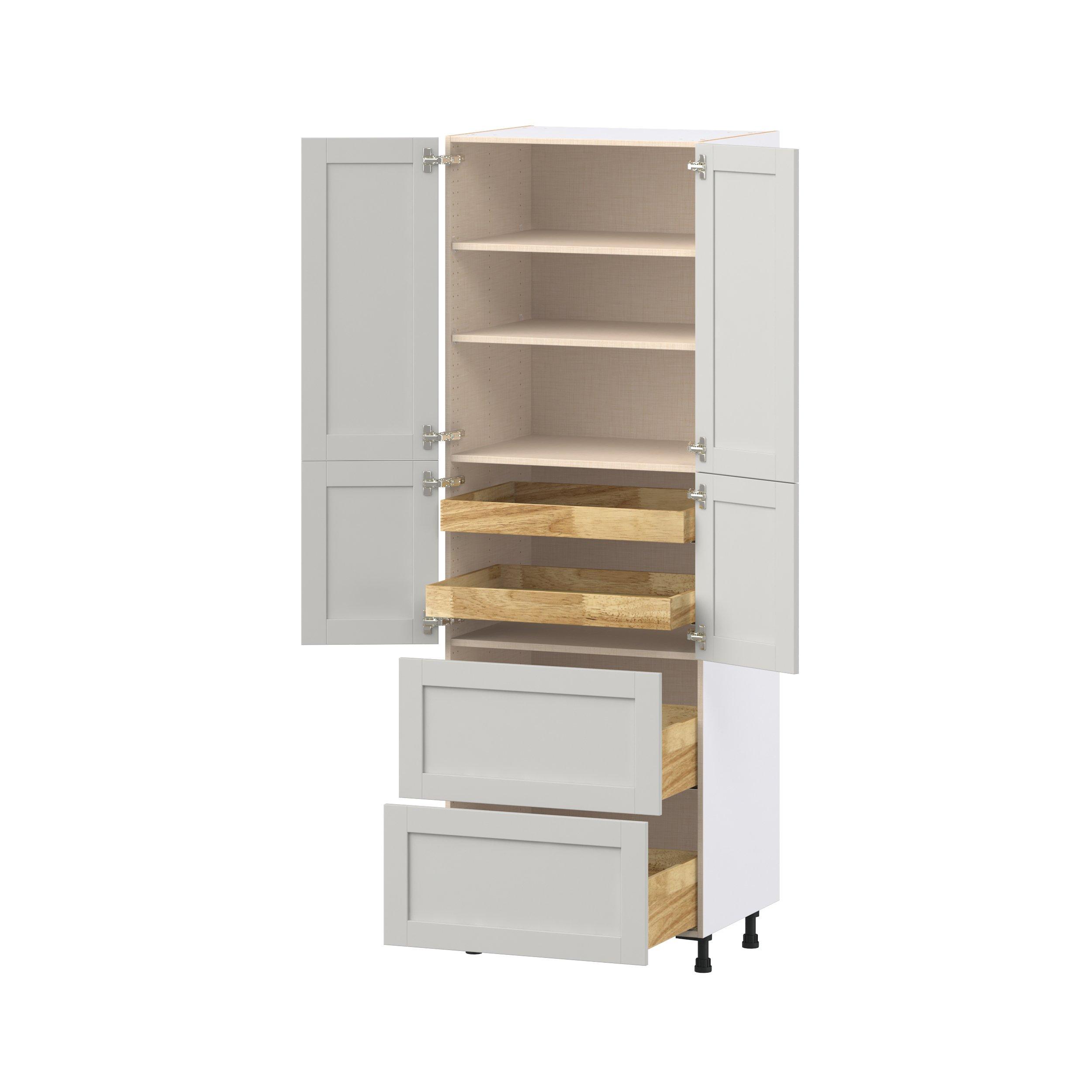 Summerhill 30 in. Light Gray Door and Drawer Pantry Cabinet with Inner Pull-Out