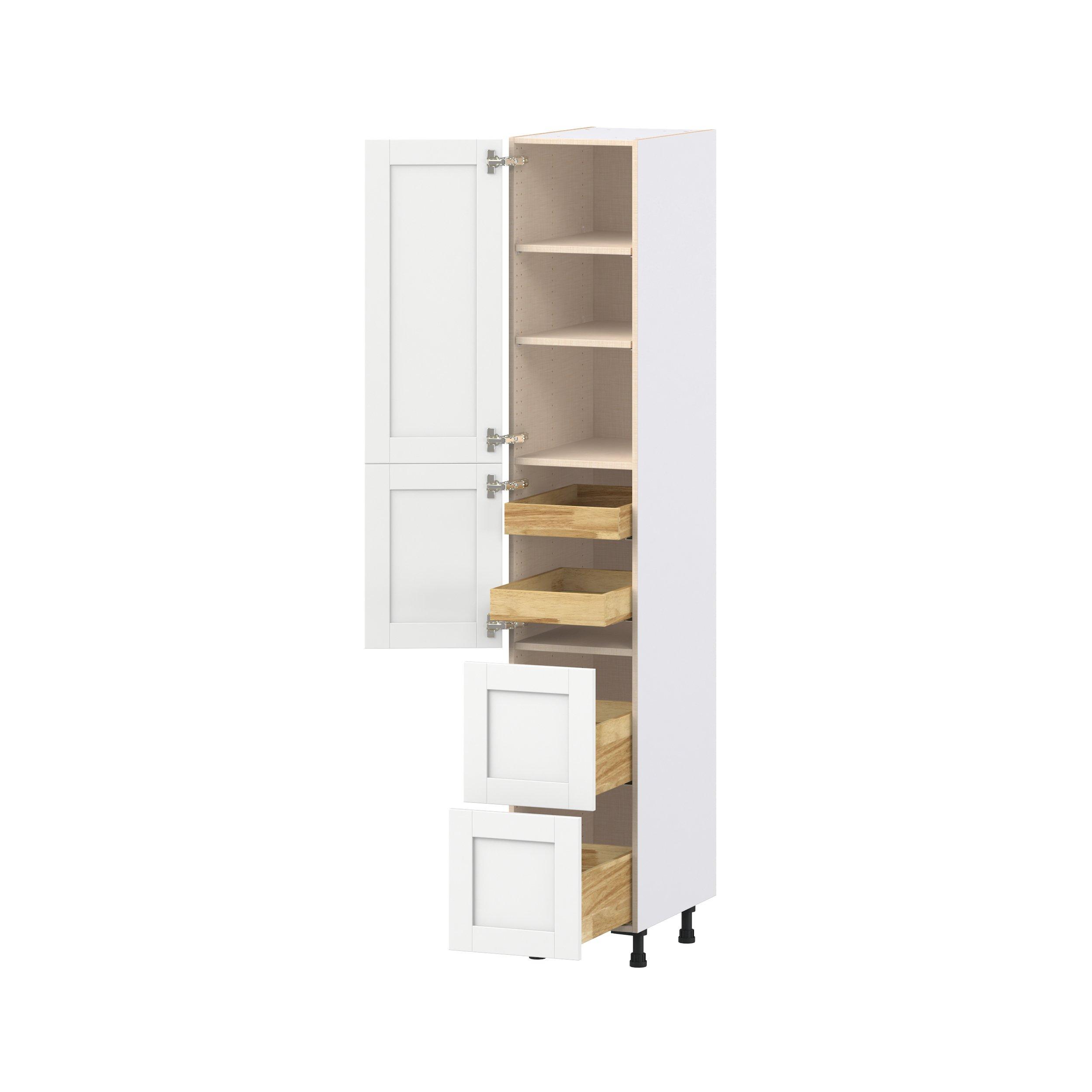 Summerhill 15 in. Bright White Door and Drawer Pantry Cabinet with Inner Pull-Out