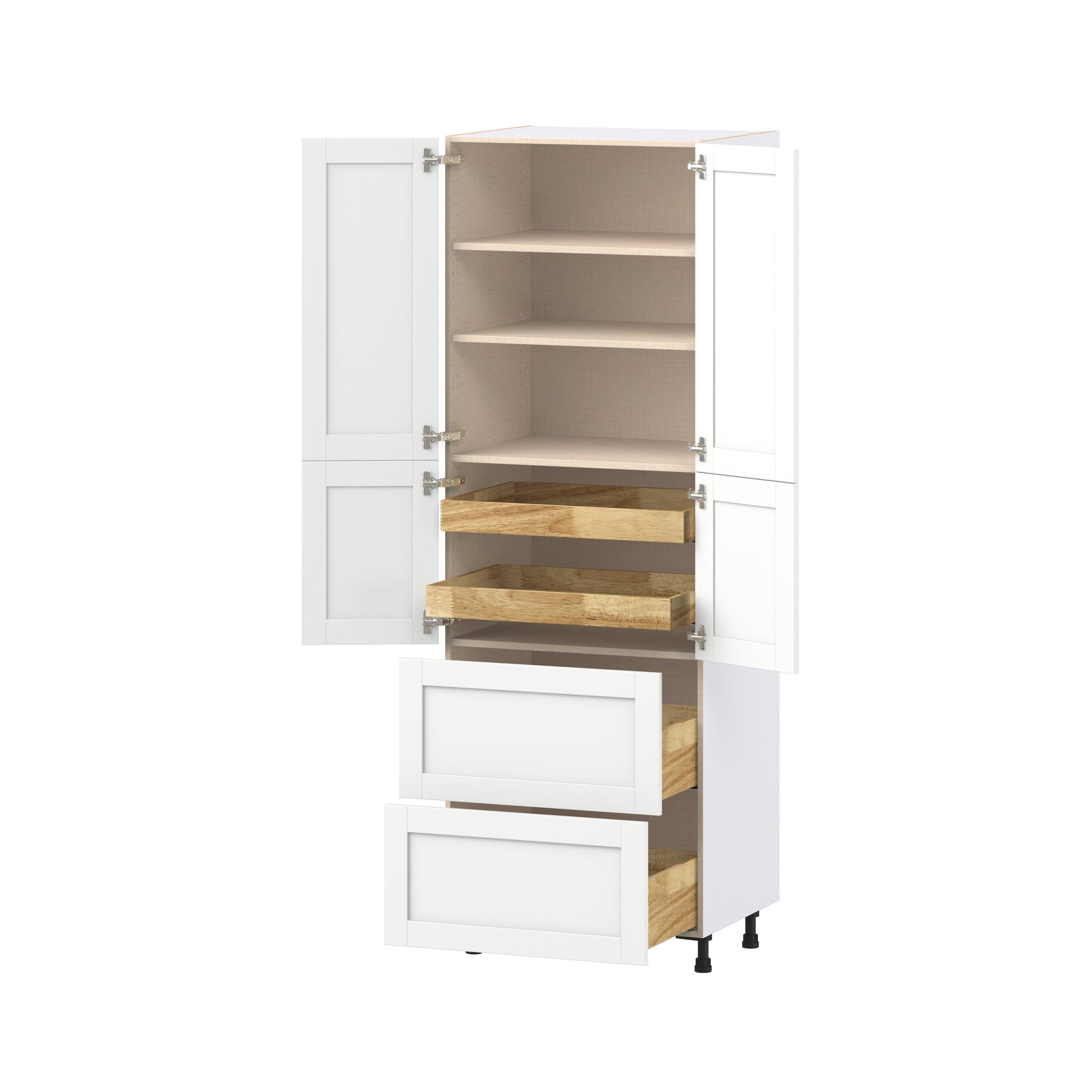 Summerhill 30 in. Bright White Door and Drawer Pantry Cabinet with Inner Pull-Out