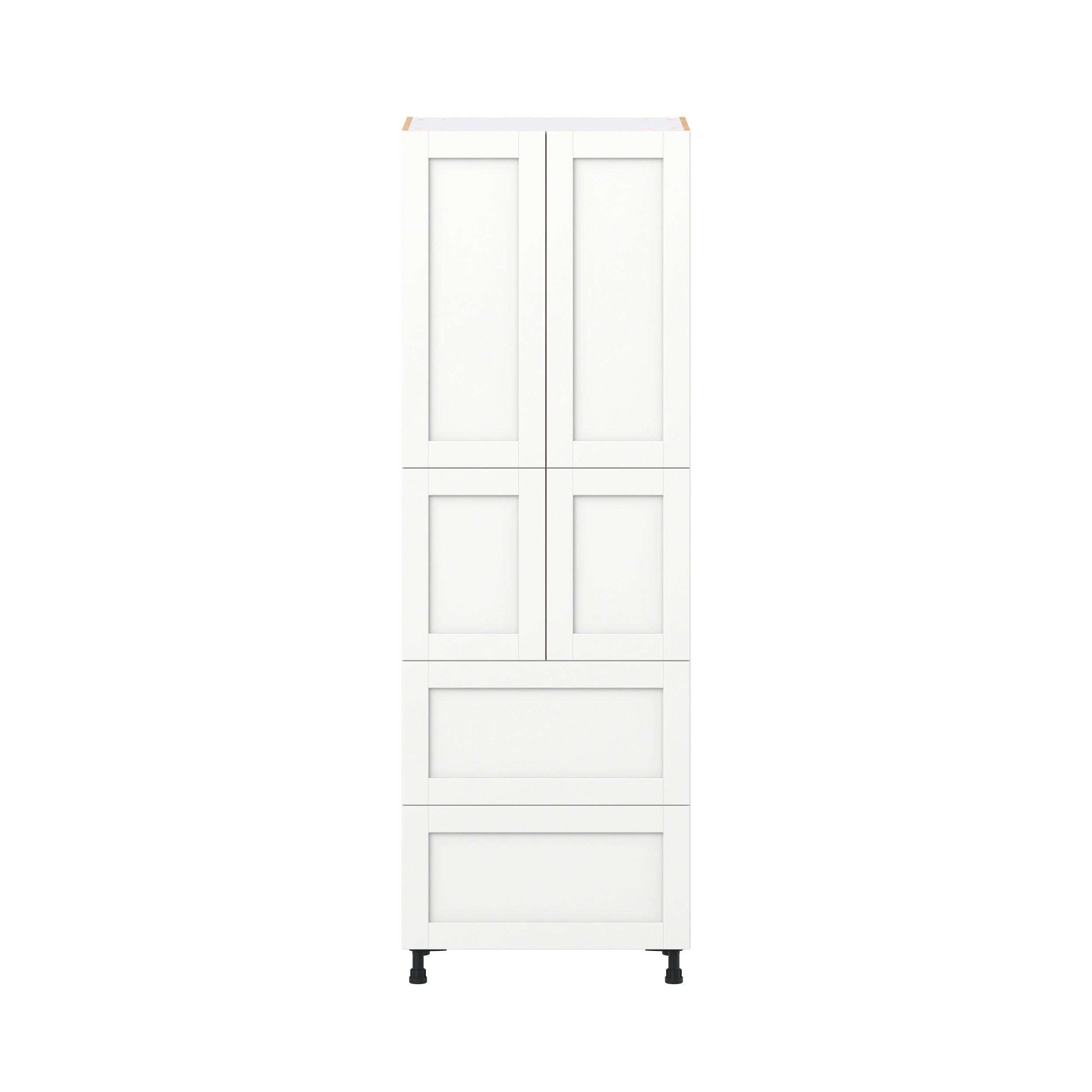 Summerhill 30 in. Bright White Door and Drawer Pantry Cabinet with Inner Pull-Out
