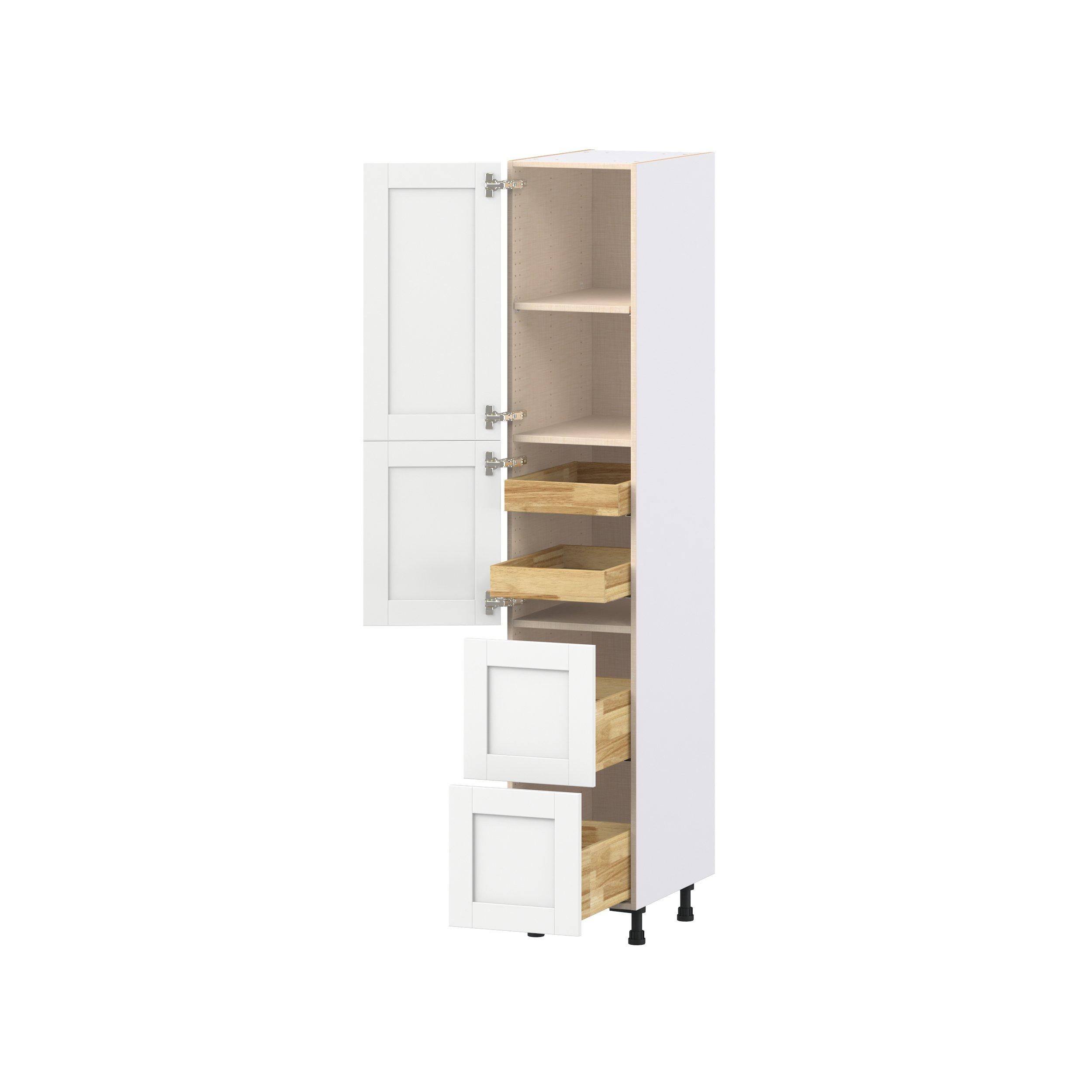 Summerhill 15 in. Bright White Door and Drawer Pantry Cabinet with Inner Pull-Out