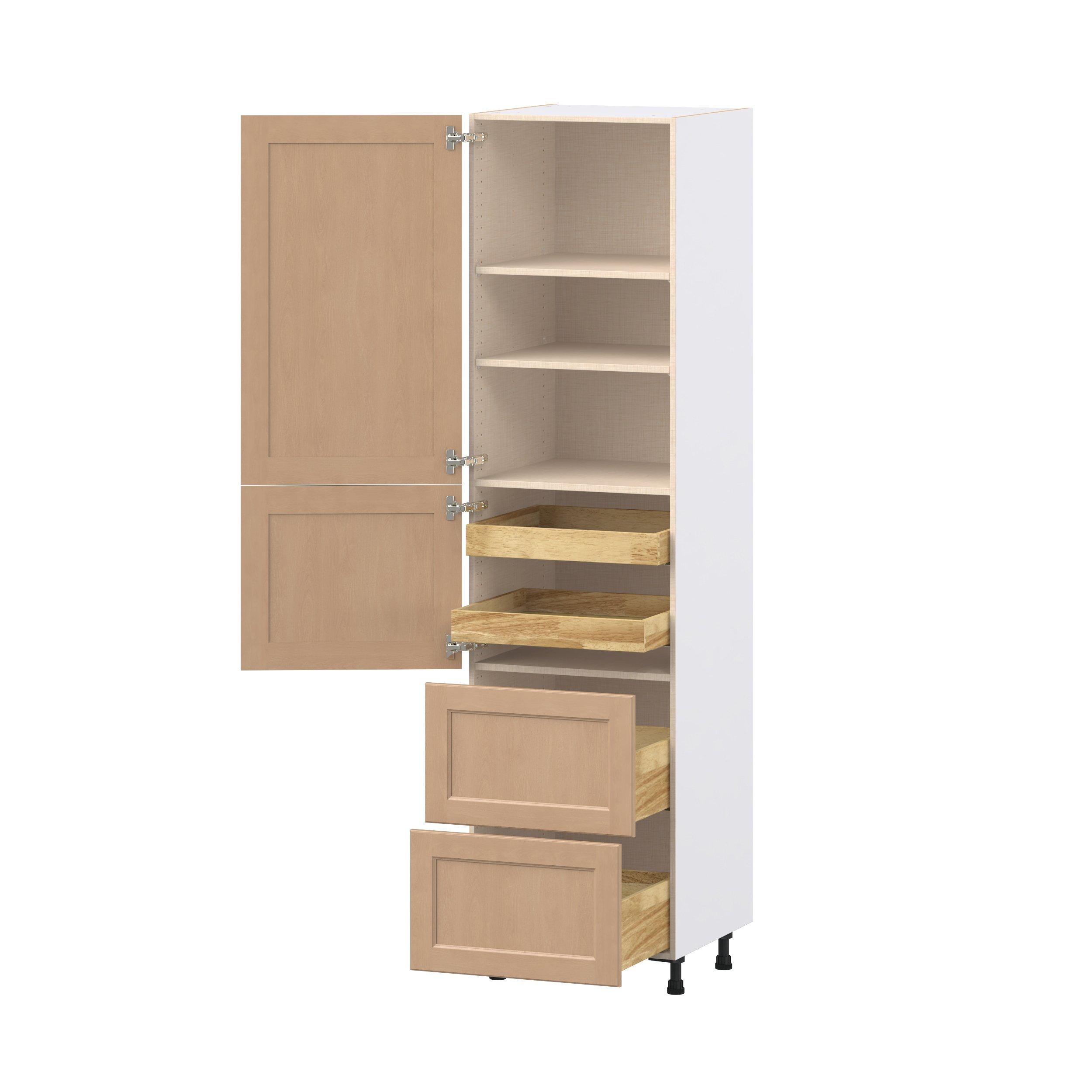 Sugarhill 24 in. Stained Sugar Cookie Door and Drawer Pantry Cabinet with Inner Pull-Out