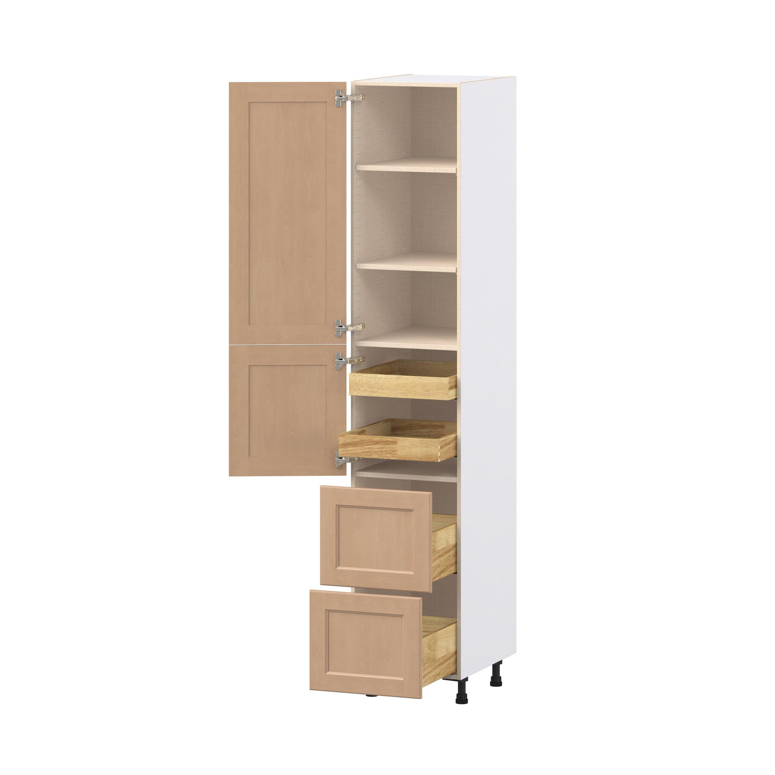 Sugarhill 18 in. Stained Sugar Cookie Door and Drawer Pantry Cabinet with Inner Pull-Out