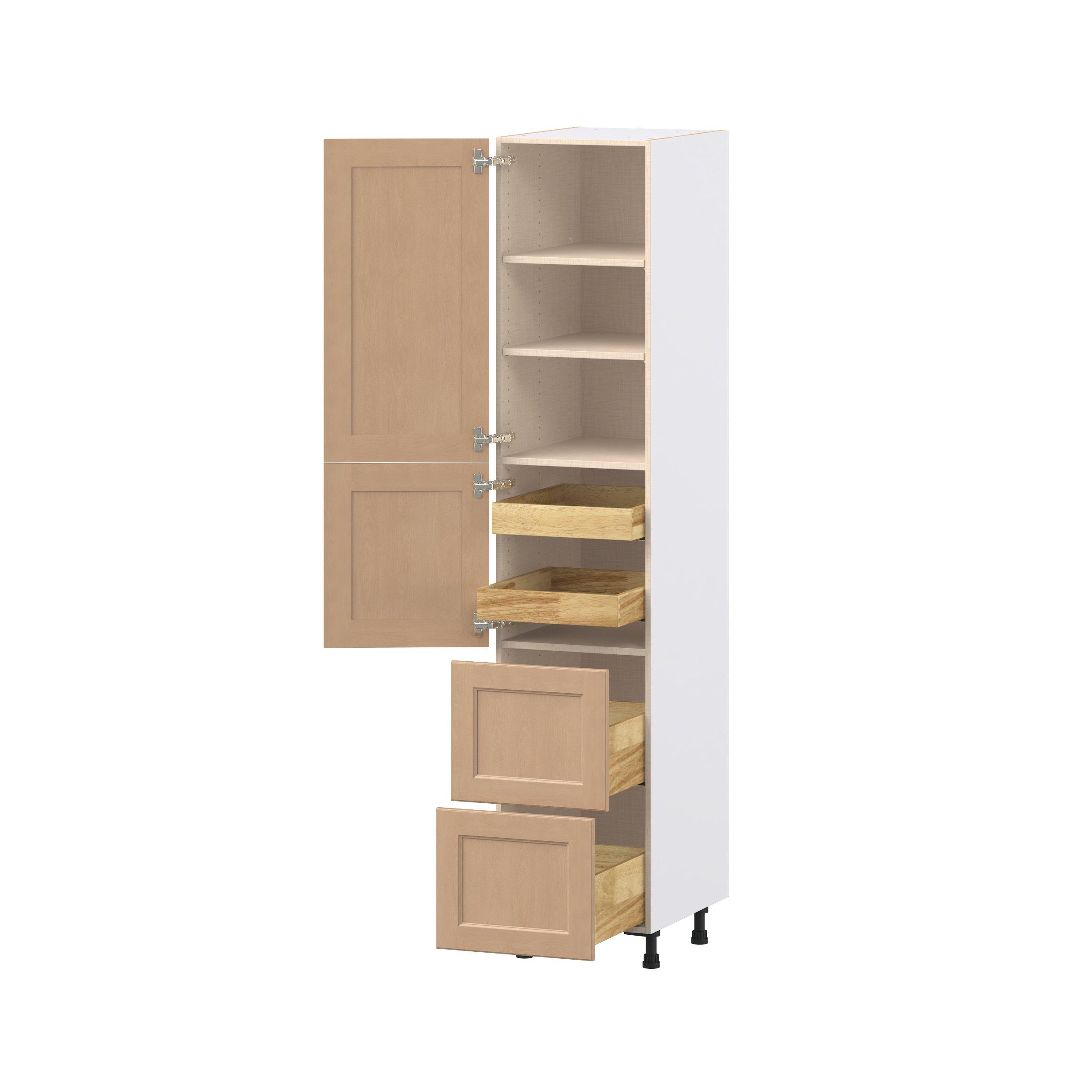 Sugarhill 18 in. Stained Sugar Cookie Door and Drawer Pantry Cabinet with Inner Pull-Out