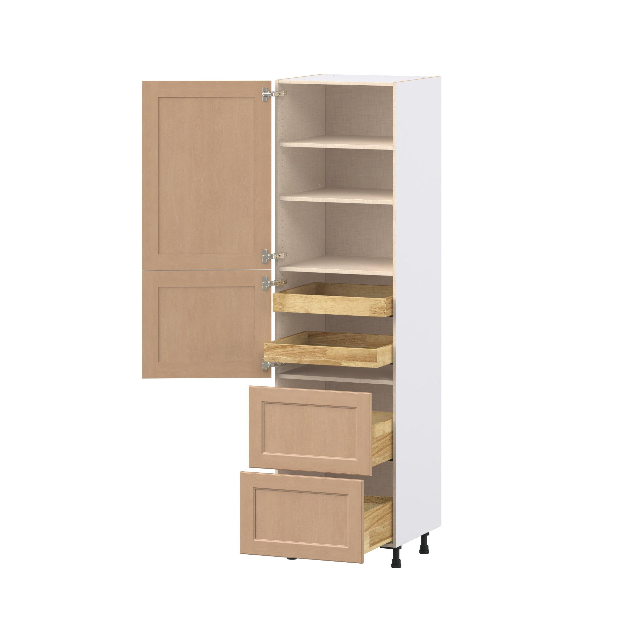 Sugarhill 24 in. Stained Sugar Cookie Door and Drawer Pantry Cabinet with Inner Pull-Out