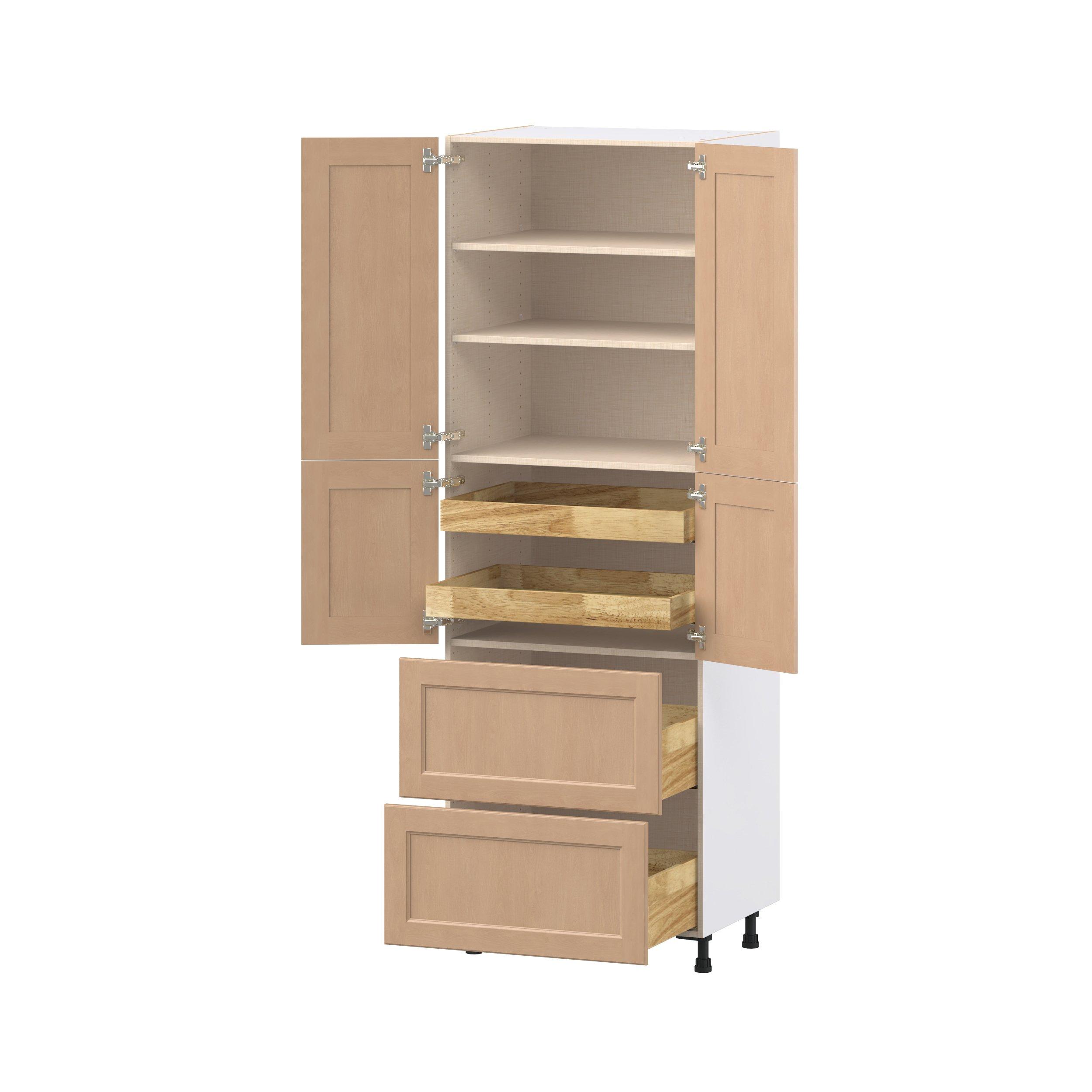Sugarhill 30 in. Stained Sugar Cookie Door and Drawer Pantry Cabinet with Inner Pull-Out
