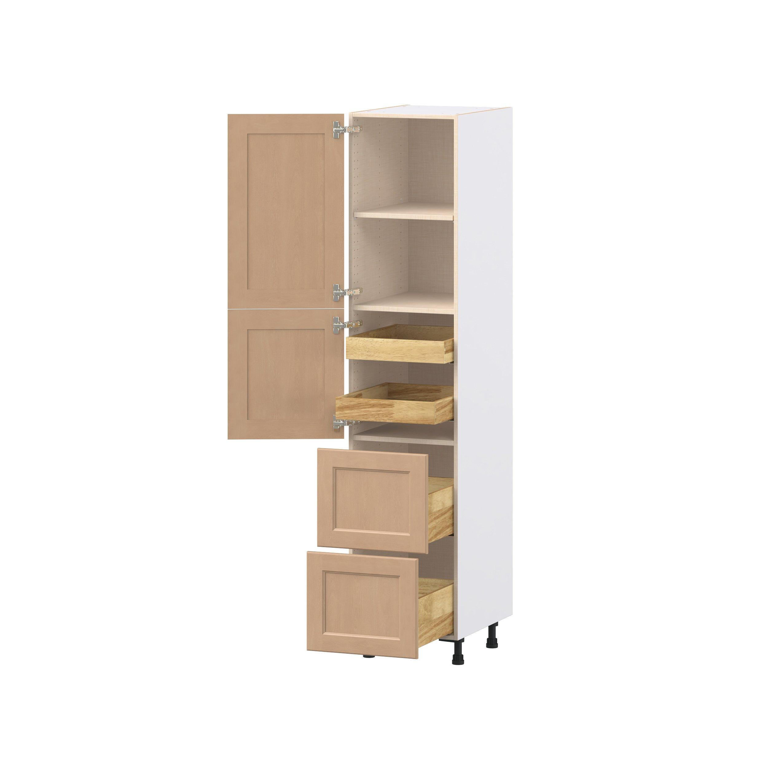 Sugarhill 18 in. Stained Sugar Cookie Door and Drawer Pantry Cabinet with Inner Pull-Out