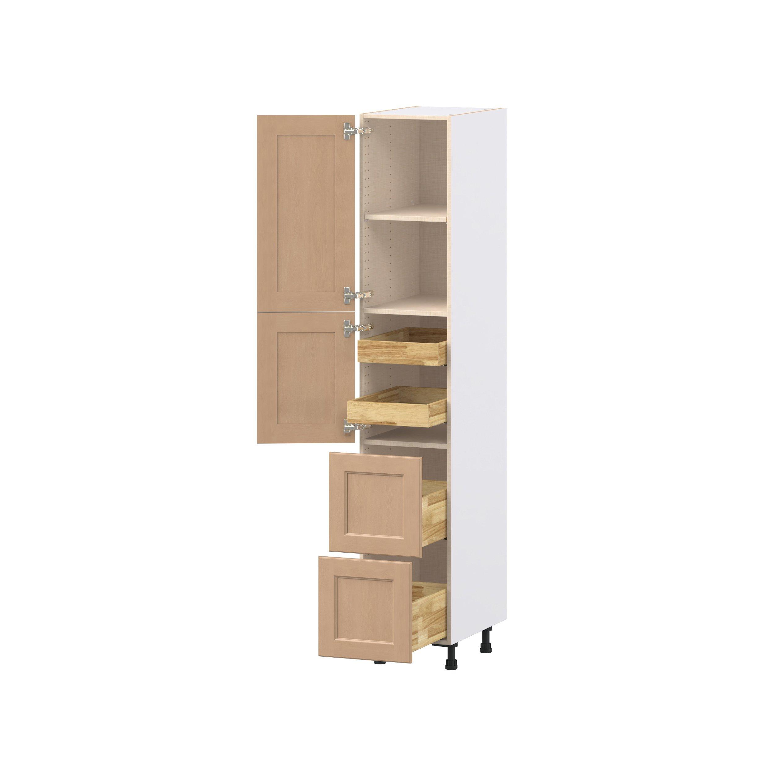 Sugarhill 15 in. Stained Sugar Cookie Door and Drawer Pantry Cabinet with Inner Pull-Out
