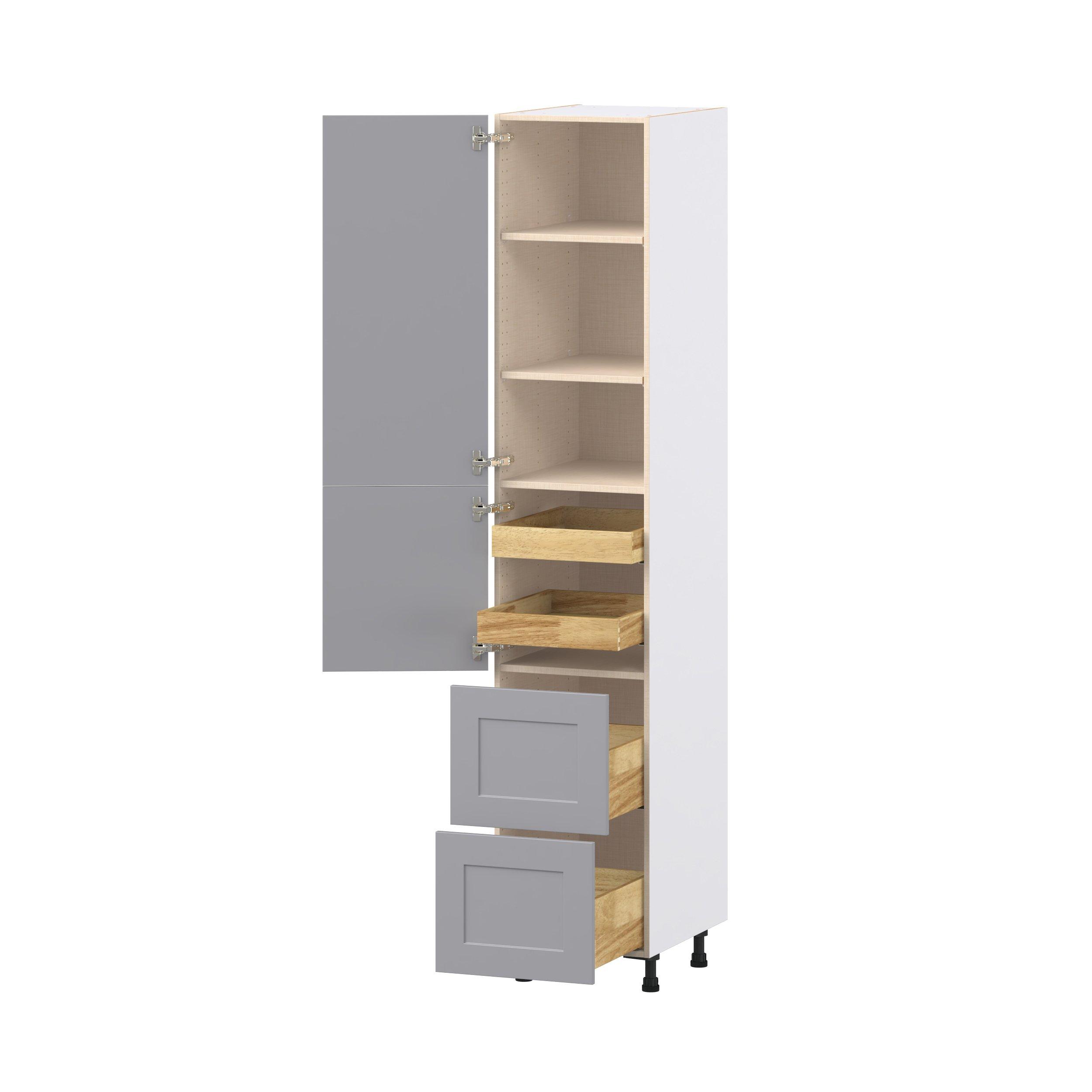 Candler 18 in. Painted Slate Gray Door and Drawer Pantry Cabinet with Inner Pull-Out