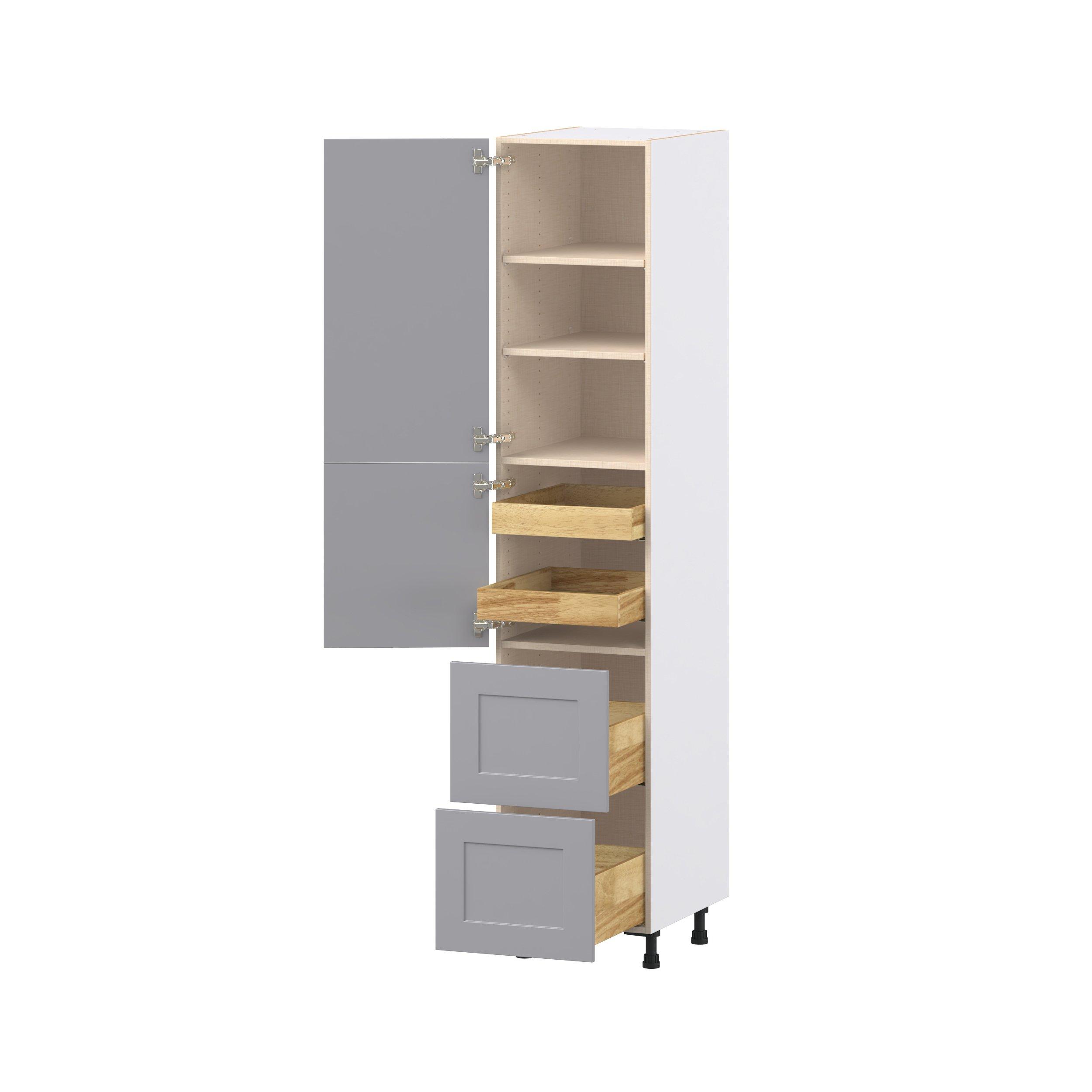 Candler 18 in. Painted Slate Gray Door and Drawer Pantry Cabinet with Inner Pull-Out