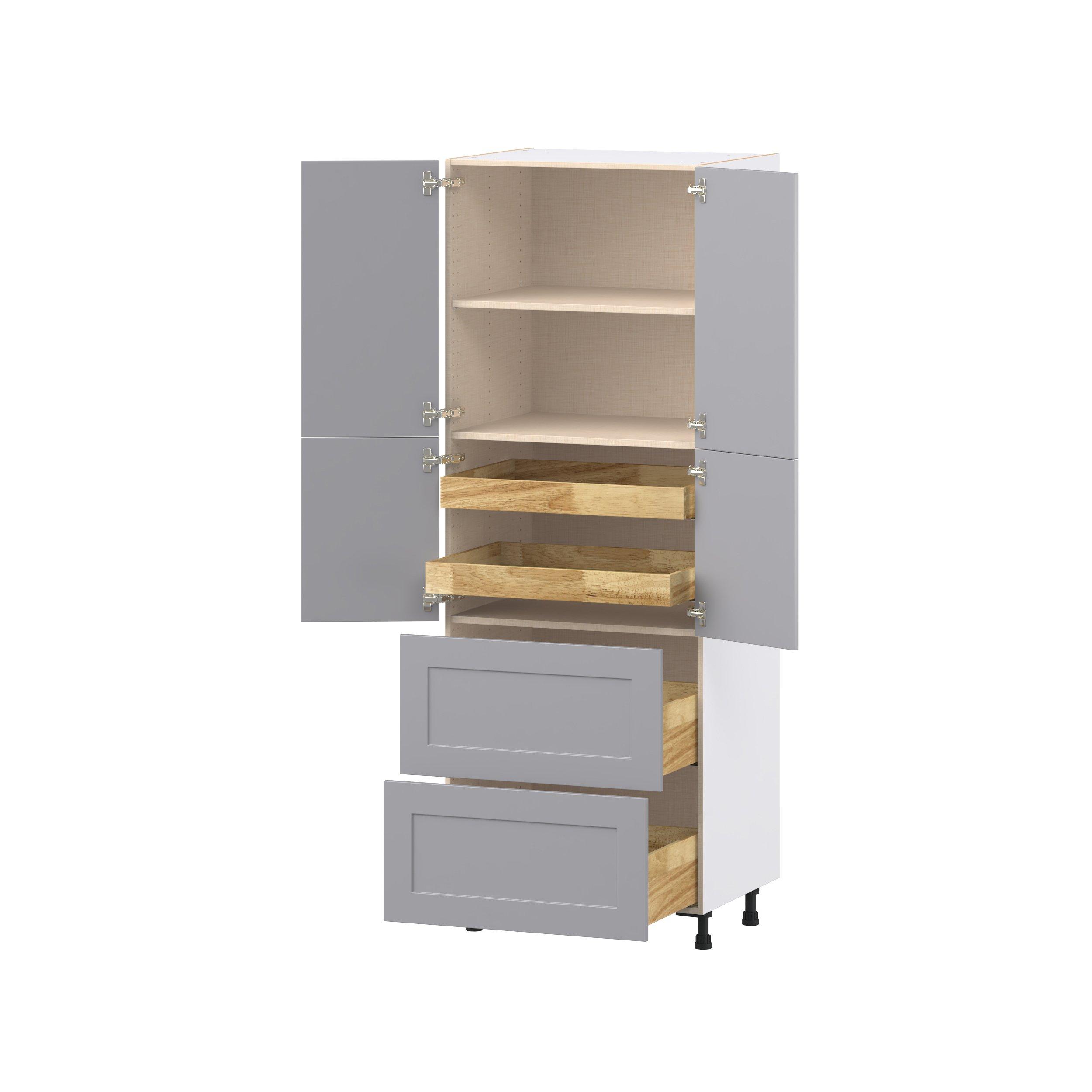 Candler 30 in. Painted Slate Gray Door and Drawer Pantry Cabinet with Inner Pull-Out