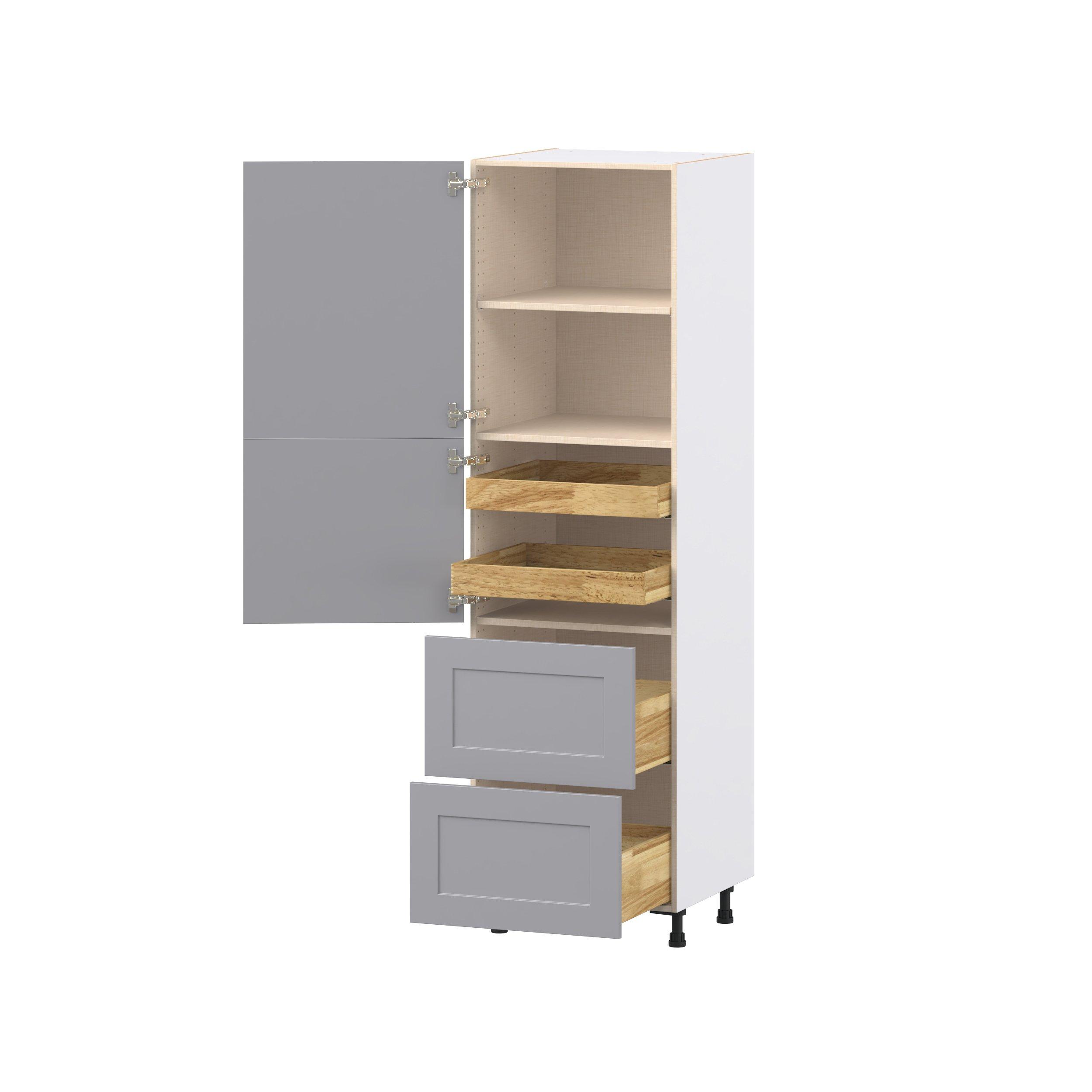 Candler 24 in. Painted Slate Gray Door and Drawer Pantry Cabinet with Inner Pull-Out