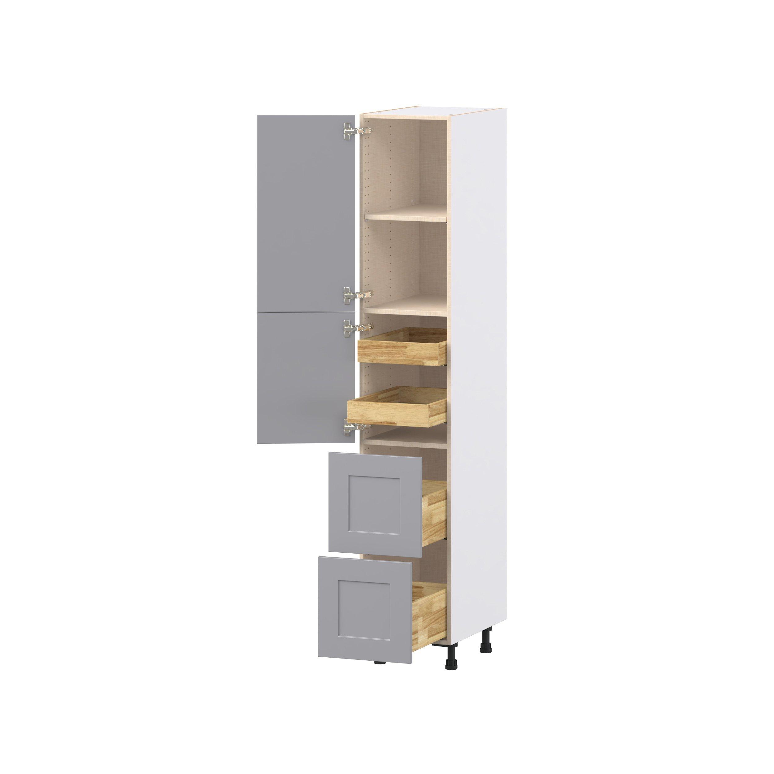 Candler 15 in. Painted Slate Gray Door and Drawer Pantry Cabinet with Inner Pull-Out