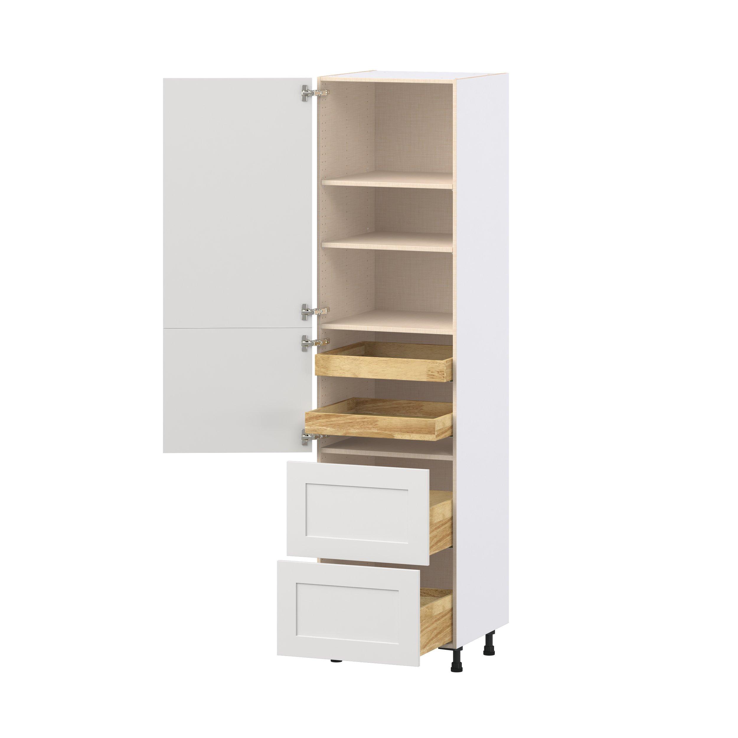 Candler 24 in. Painted Warm White Door and Drawer Pantry Cabinet with Inner Pull-Out