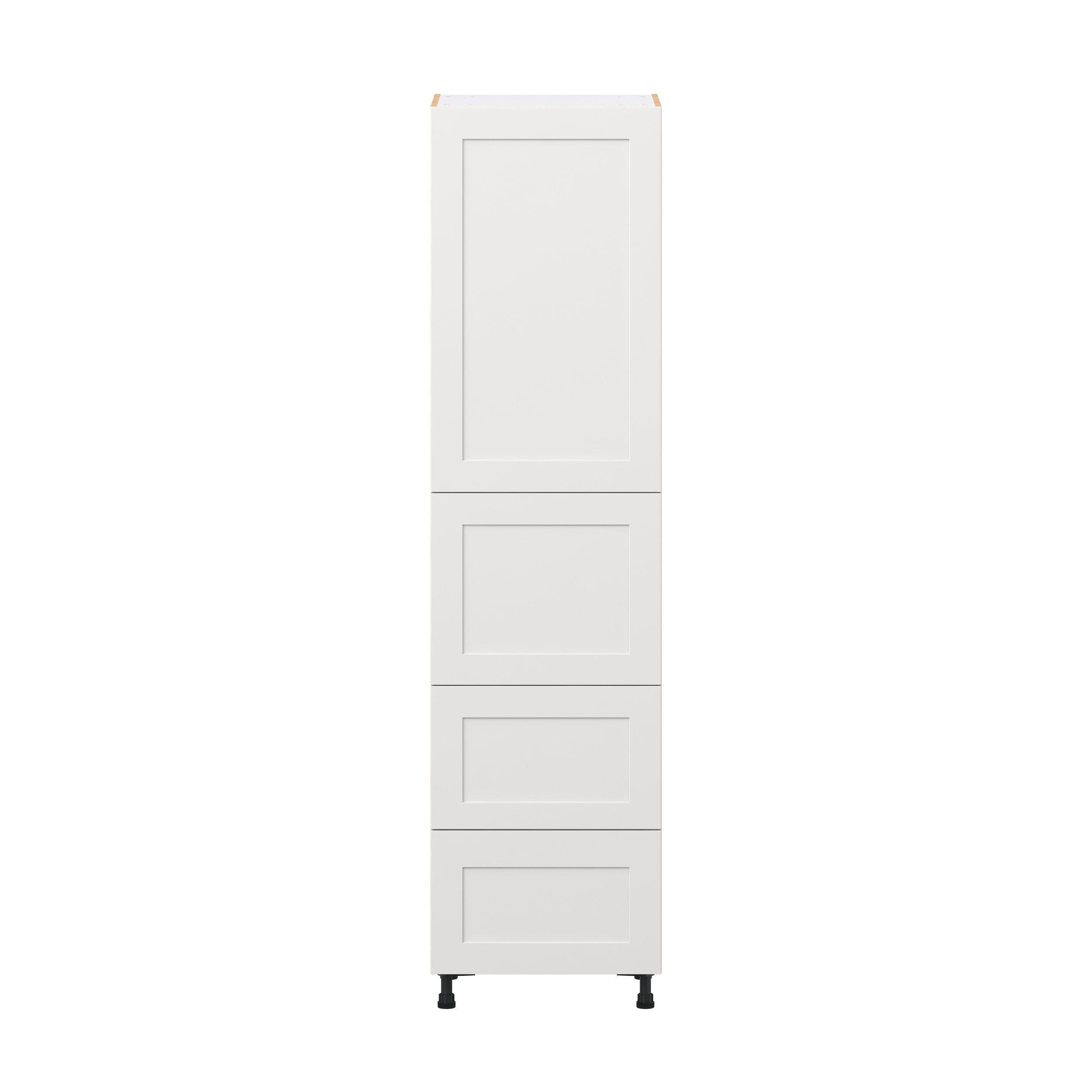 Candler 24 in. Painted Warm White Door and Drawer Pantry Cabinet with Inner Pull-Out